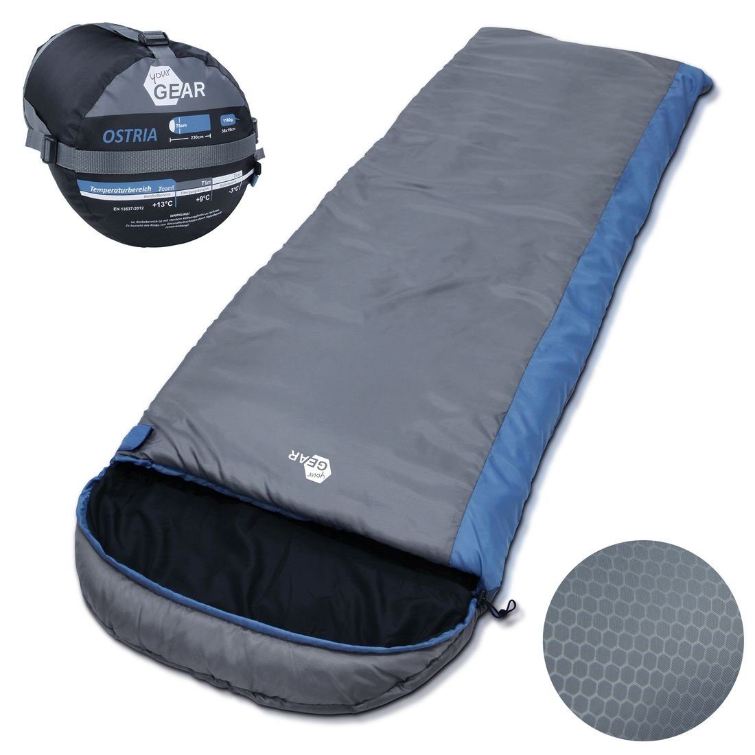 yourGEAR Deckenschlafsack yourGEAR Schlafsack -3°C Ostria 230x75 cm Deckenschlafsack