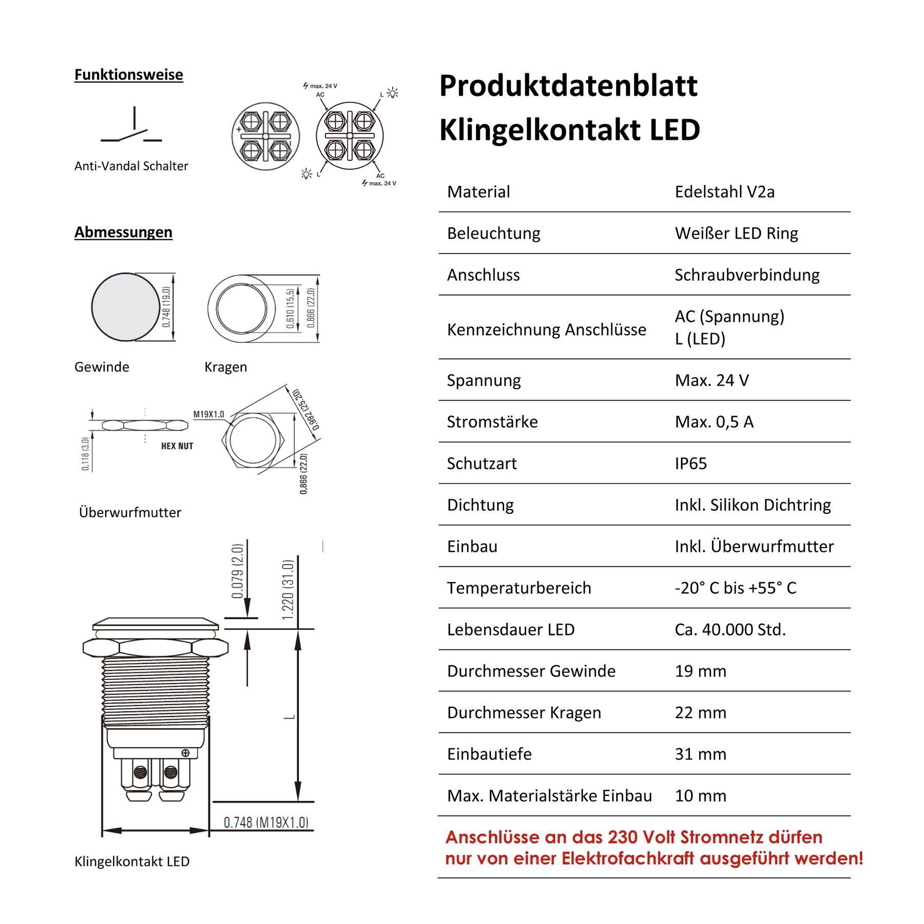 7016) Türklingel MOCAVI anthrazit-grau RING quadratisch 505 (RAL V4A-Edelstahl, LED-Klingel MOCAVI cm) (8,5 aus