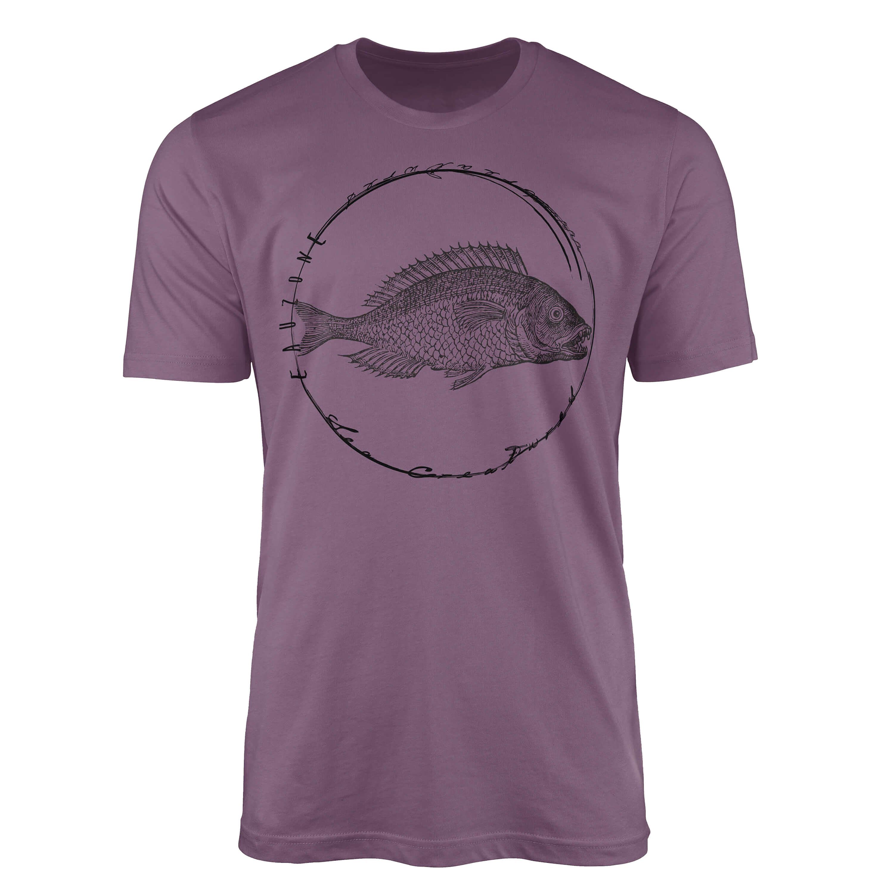 Sinus Art T-Shirt T-Shirt Tiefsee Fische - Serie: Sea Creatures, feine Struktur und sportlicher Schnitt / Sea 087 Shiraz