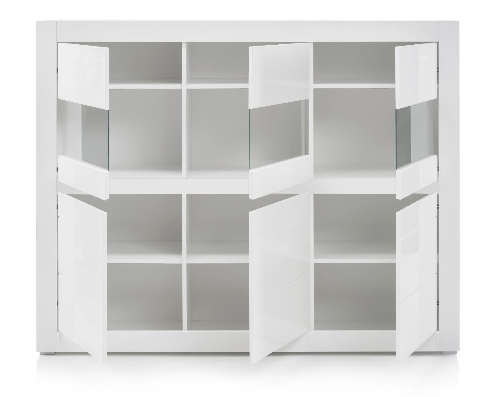 Furn.Design Highboard Nobile (Schrank in weiß Hochglanz, 6-türig, 164 x 131 cm), mit Soft-Close-Funktion