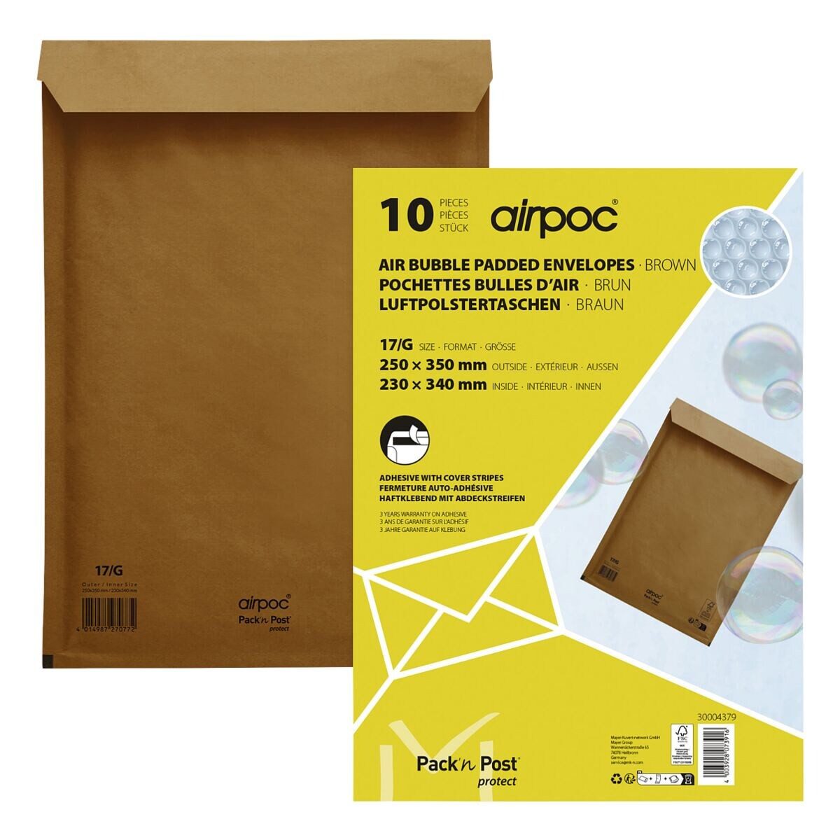 MAILMEDIA Versandtasche airpoc®, mit PE-Luftpolsterung, 25x35 cm, ohne Fenster, Haftklebung