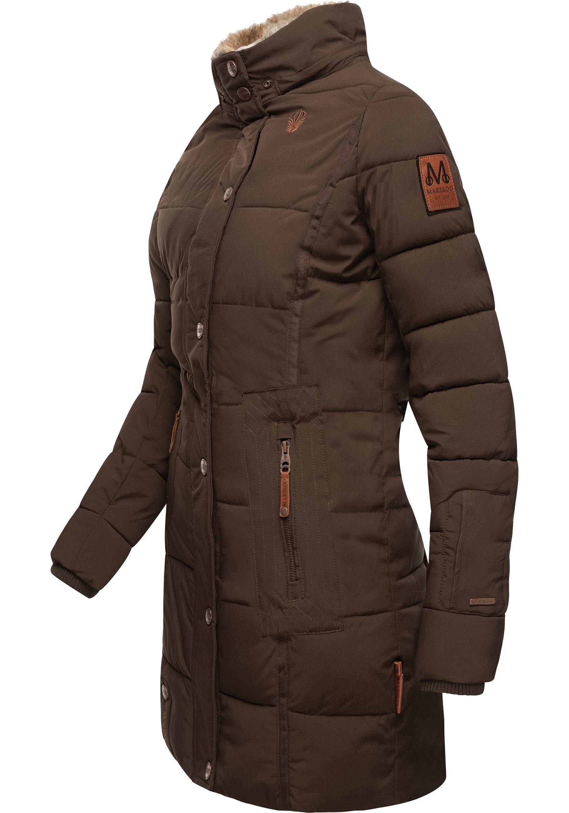 Marikoo Wintermantel Lieblings Jacke stylischer Winter Steppmantel m. Kunstpelz-Kapuze – Bild 5 von 5
