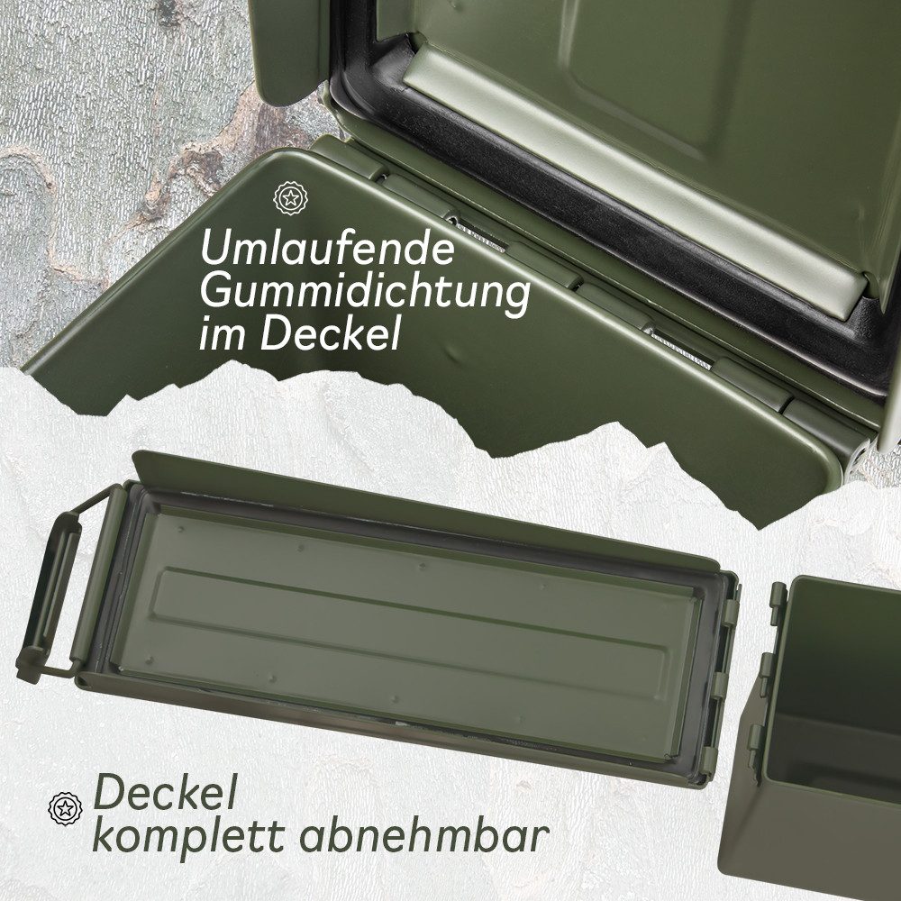 Trucky Aufbewahrungsbox Ammo Box Munitionsbox Box Metallkiste Metallbox Grün Metall – Bild 4 von 5