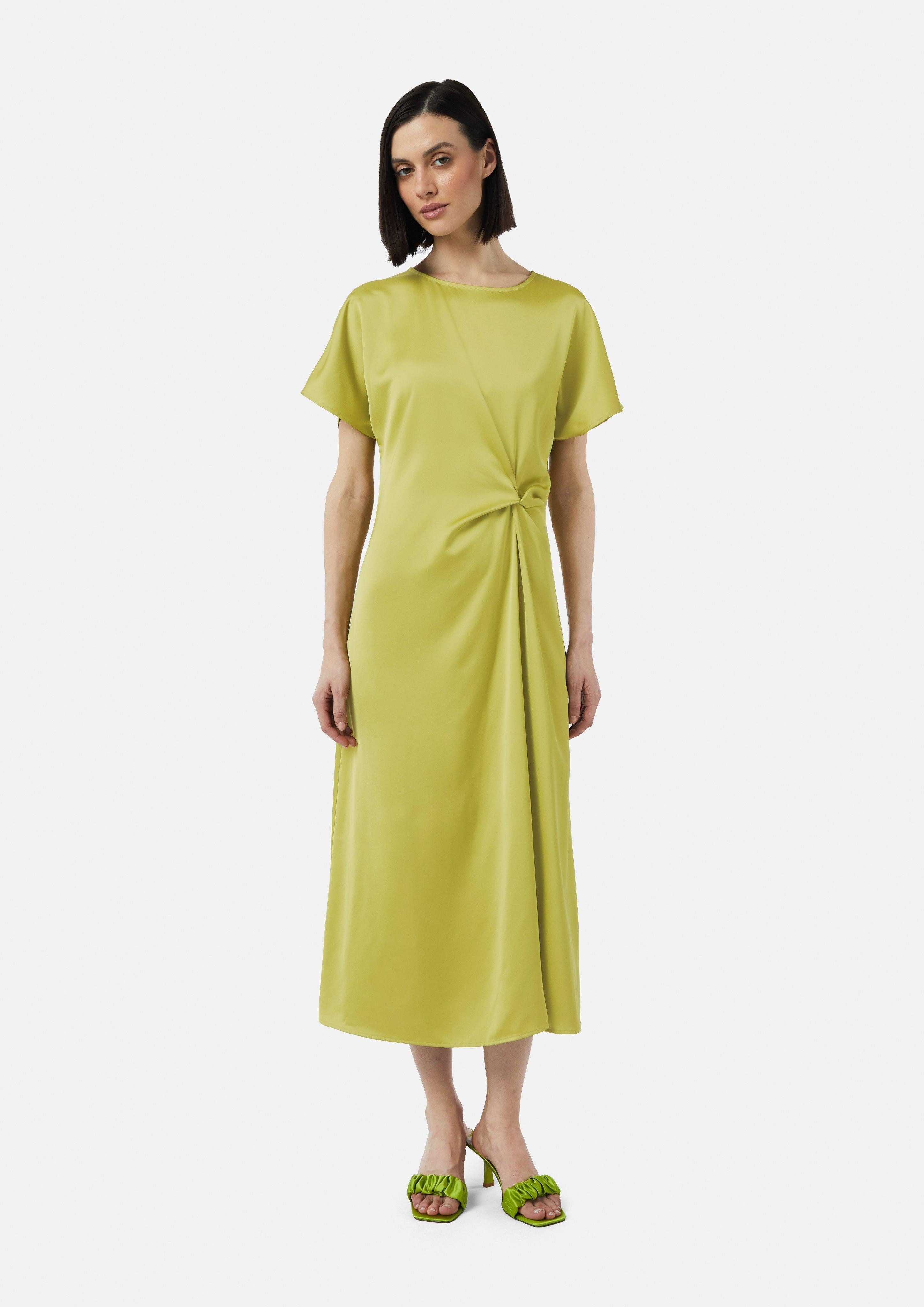 Maxikleid Fließendes Satinkleid mit Knotendetail