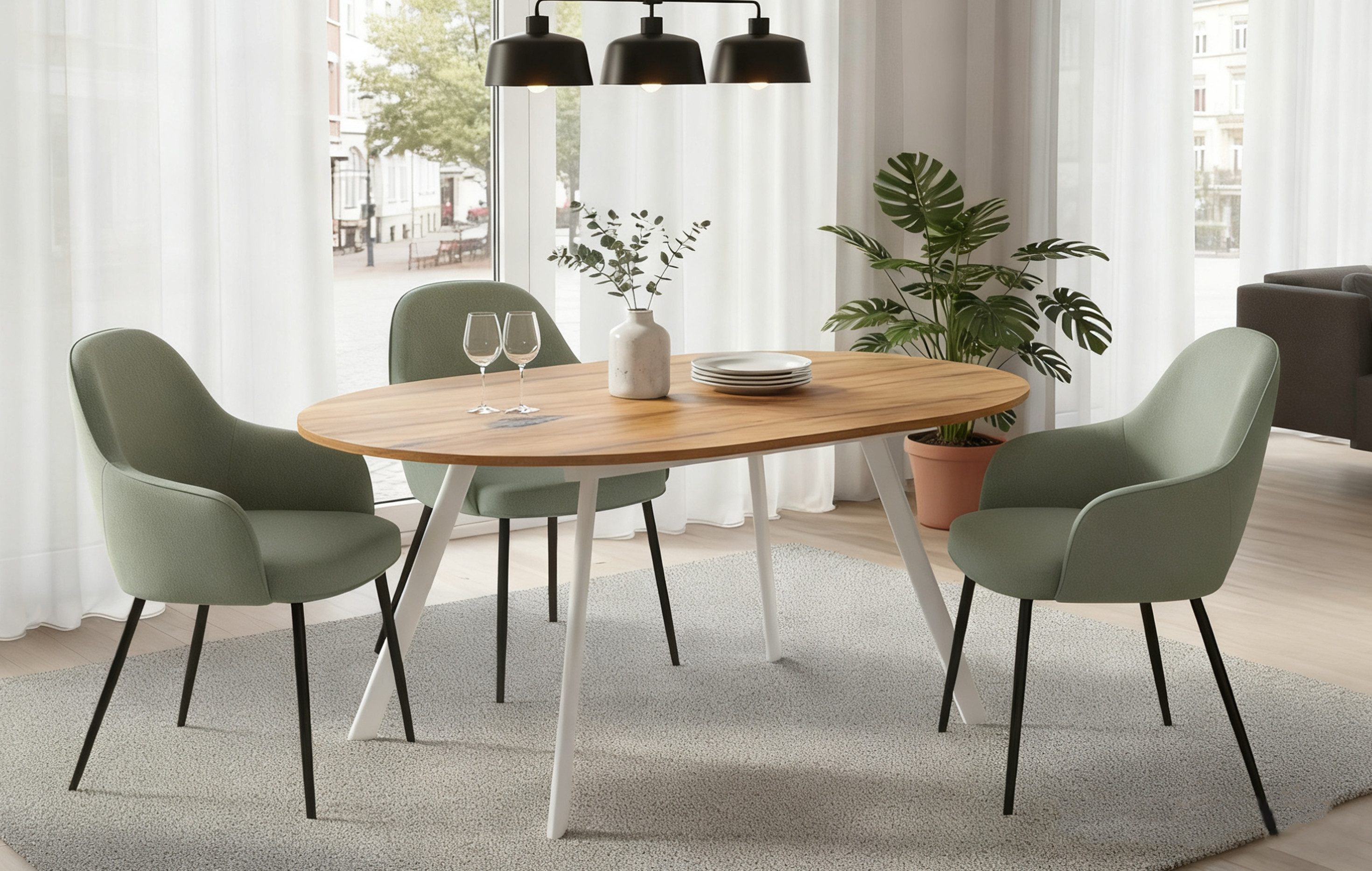 B&D home Esstisch TILL, Metallgestell schwarz oder weiß, ausziehbar 120-160 günstig online kaufen