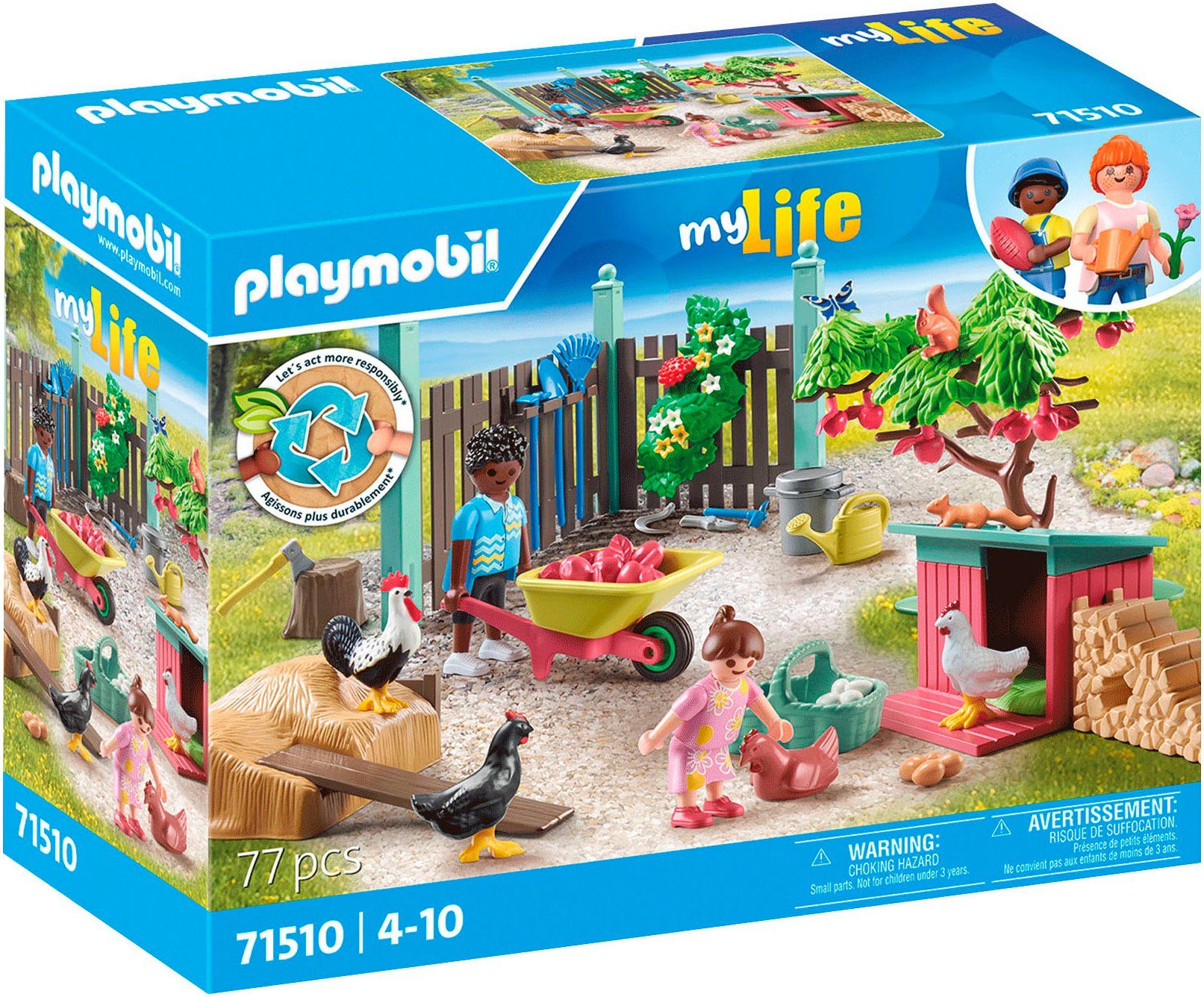 Playmobil® Konstruktions-Spielset Kleine Hühnerfarm im Tiny Haus Garten (71510), My Life, (77 St), Made in Europe