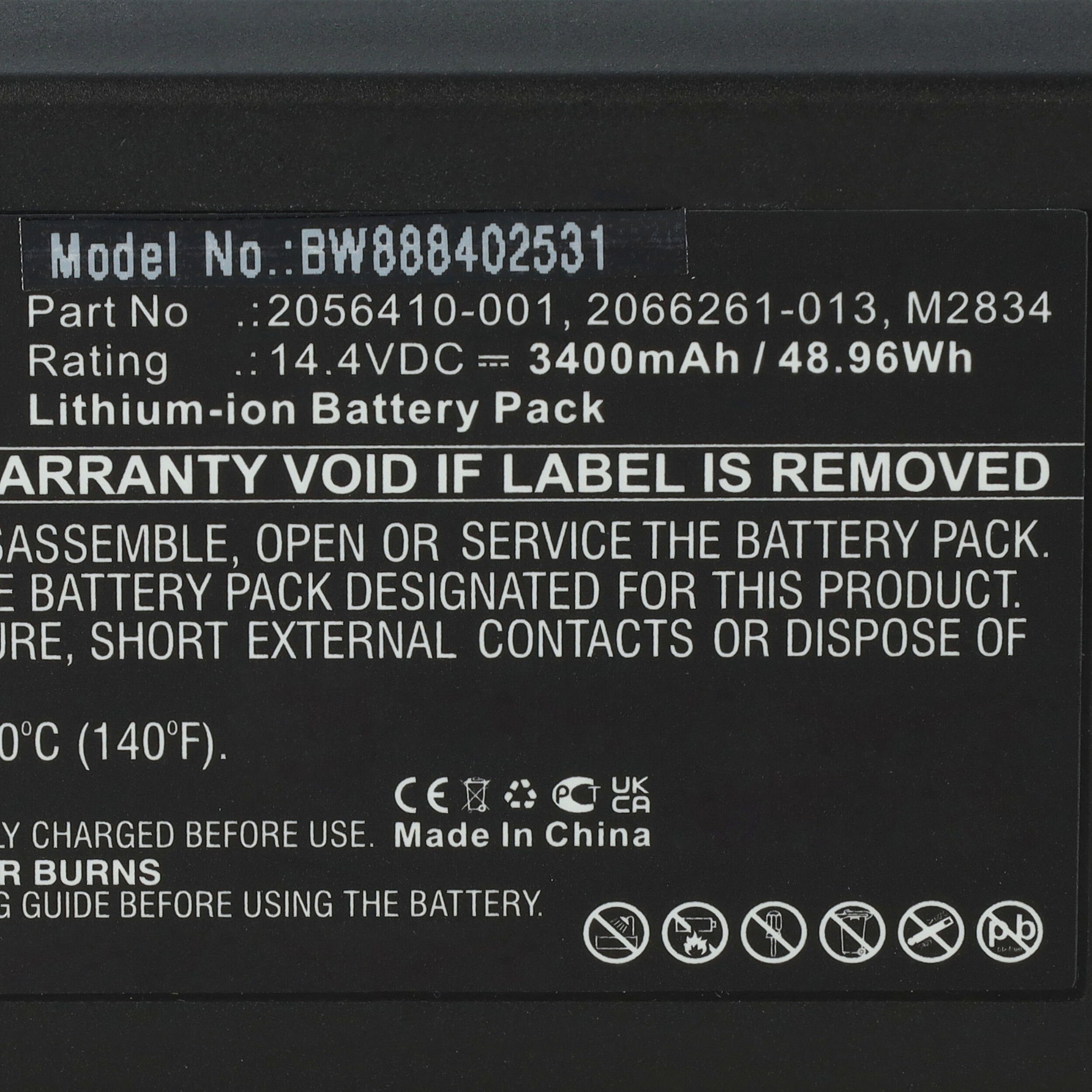 vhbw kompatibel mit GE MAC mAh 3400 (14,4 Li-Ion Akku V) 2000