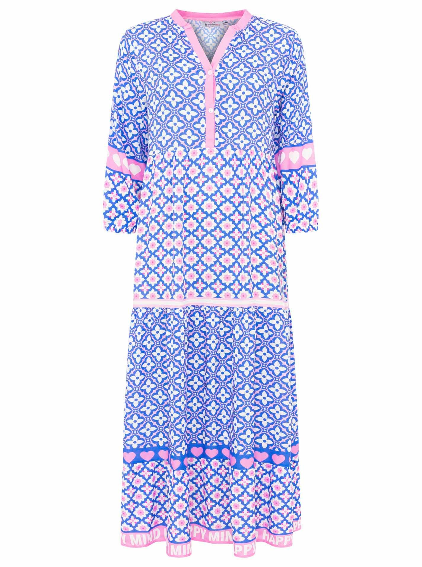 Zwillingsherz Maxikleid "Dreams" mit Mustermix, Knopfleiste und 3/4 Arm günstig online kaufen