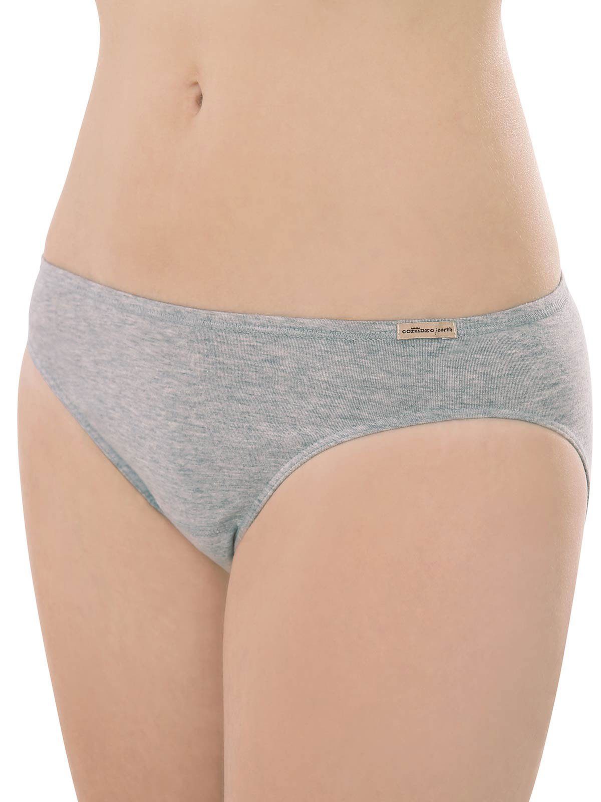 COMAZO Jazz-Pants Slips 4er aus Vegan Baumwolle Jazzpants Damen Pack (Spar-Set, 4-St) grau-melange