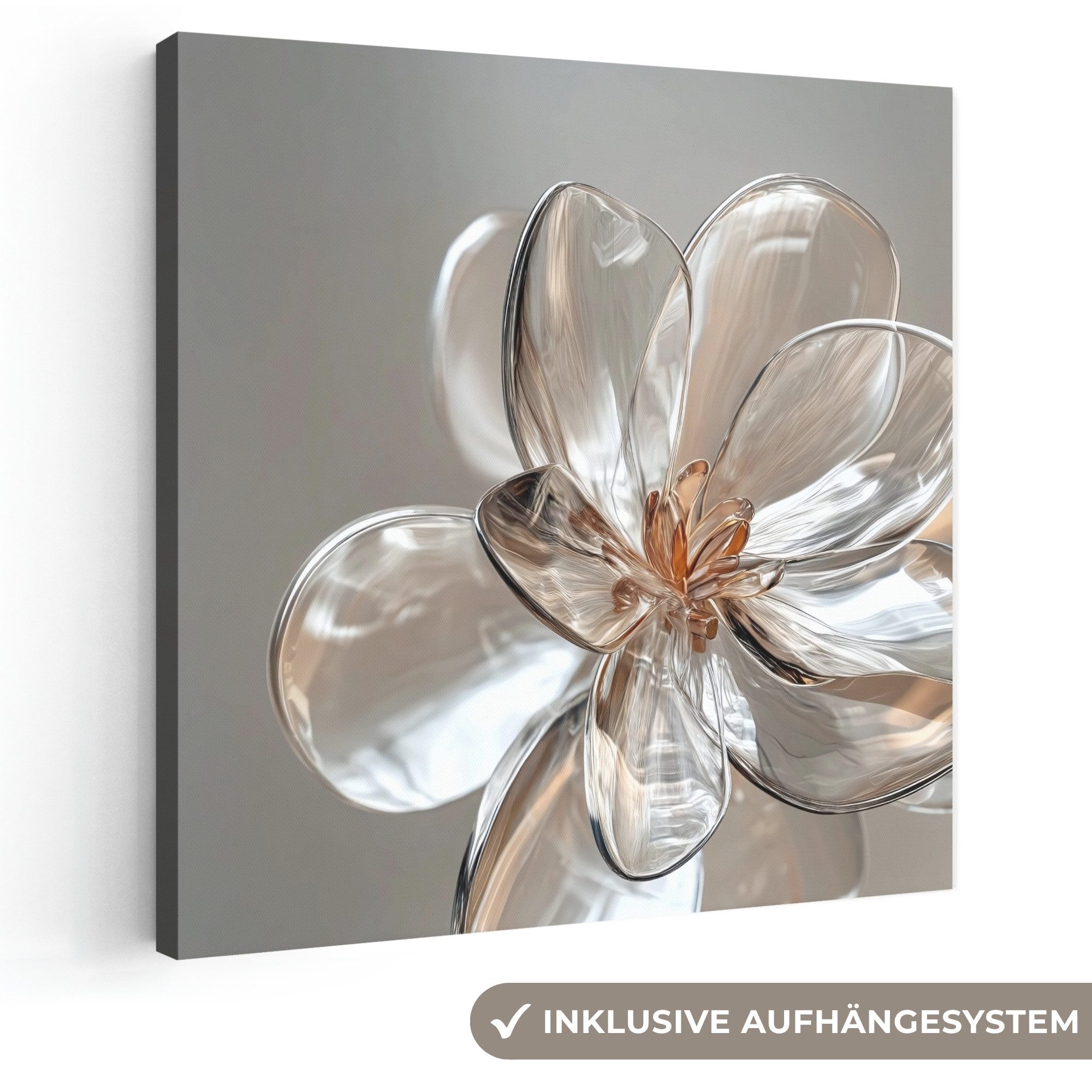 OneMillionCanvasses® Leinwandbild Blume - Gläser - Transluzent, Fotodruck (1 St), Wandbild, Deko Schlafzimmer Wohnzimmer Flur 20x20 cm