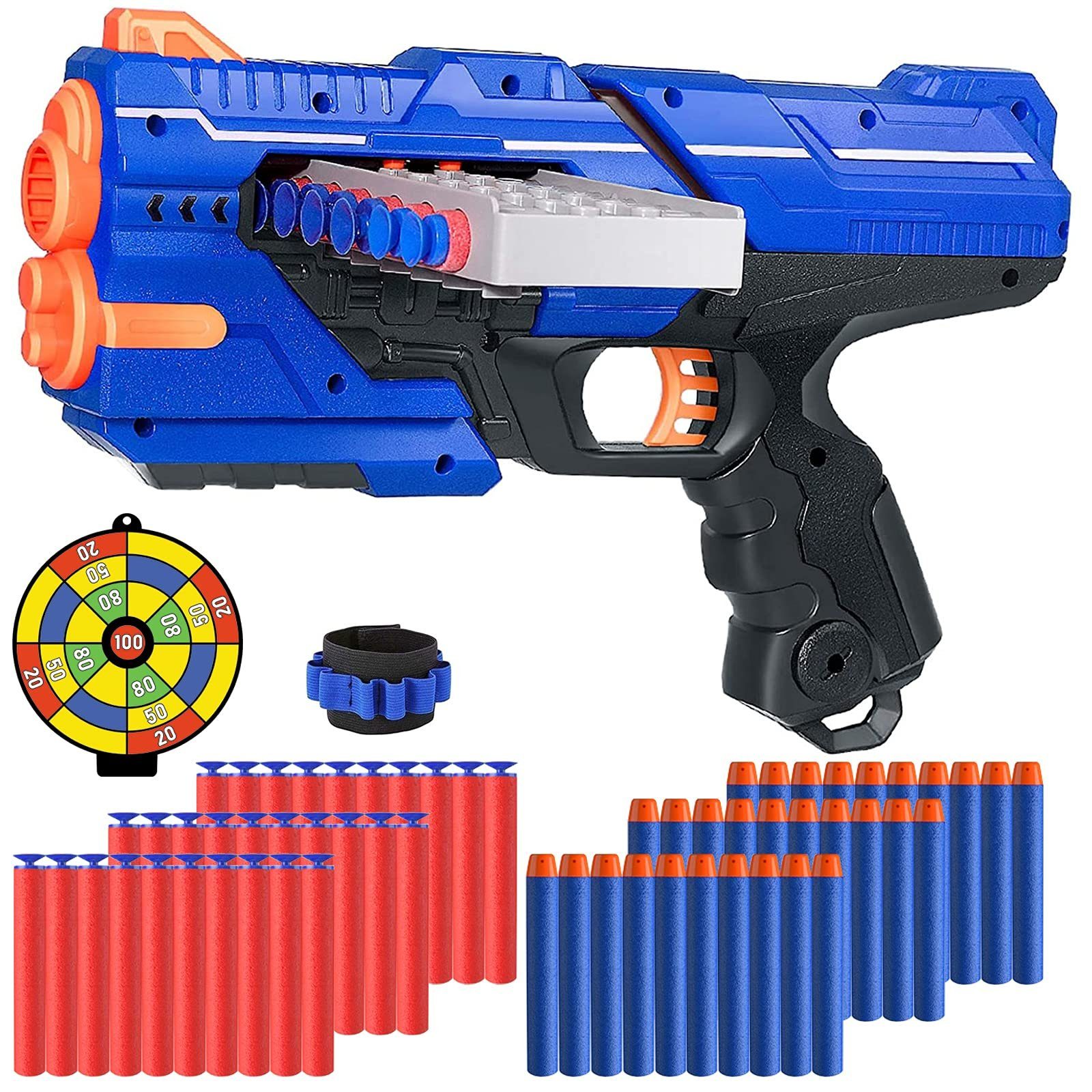 Dartpistole ungefährlicher Spielzeugblaster mit soften Schaumstoffdarts 