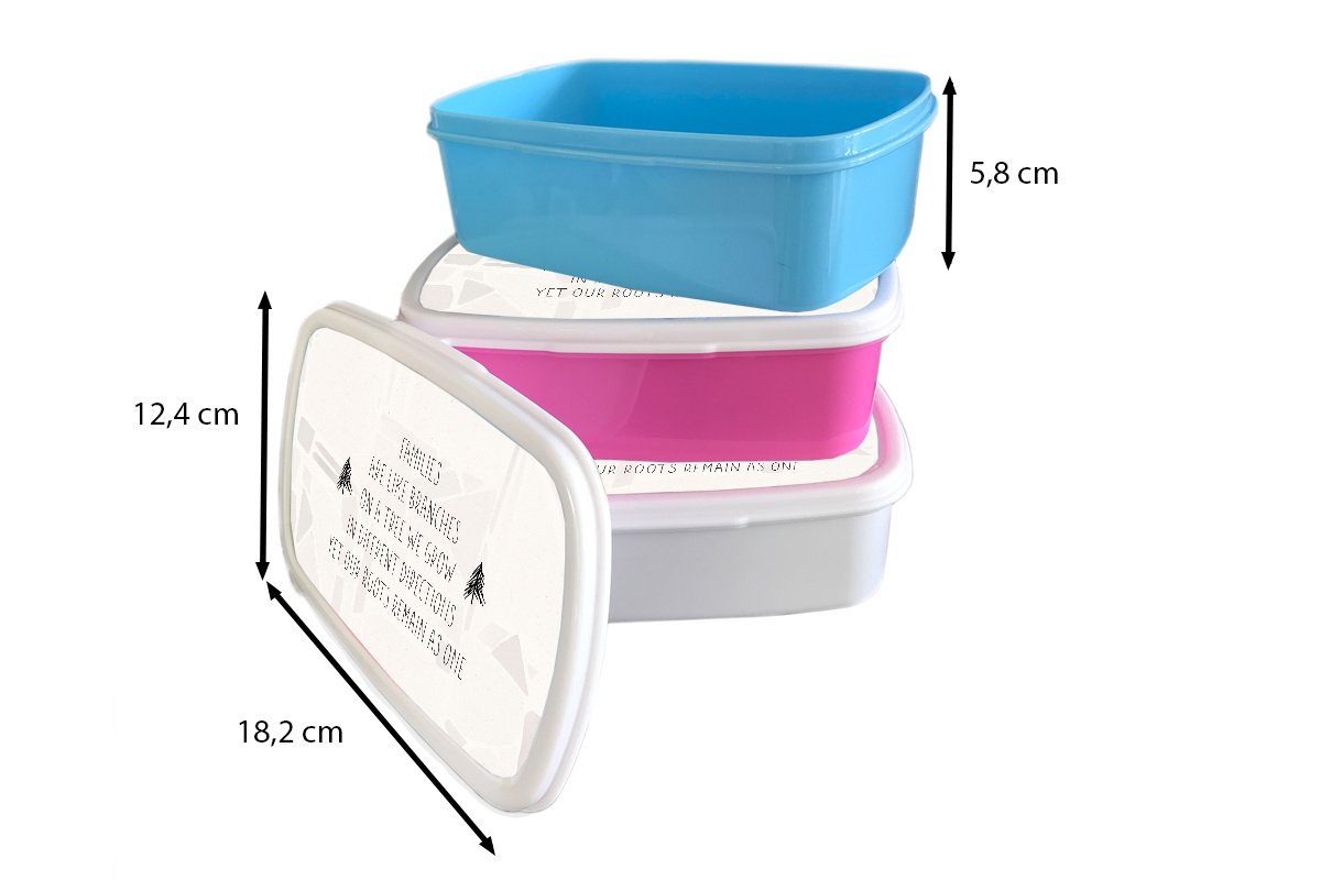 MuchoWow Lunchbox Zitate - Familie Brotbox Kinder, Brotdose rosa Erwachsene, Mädchen, (2-tlg), für Kunststoff, Snackbox, Kunststoff Sprichwörter, 