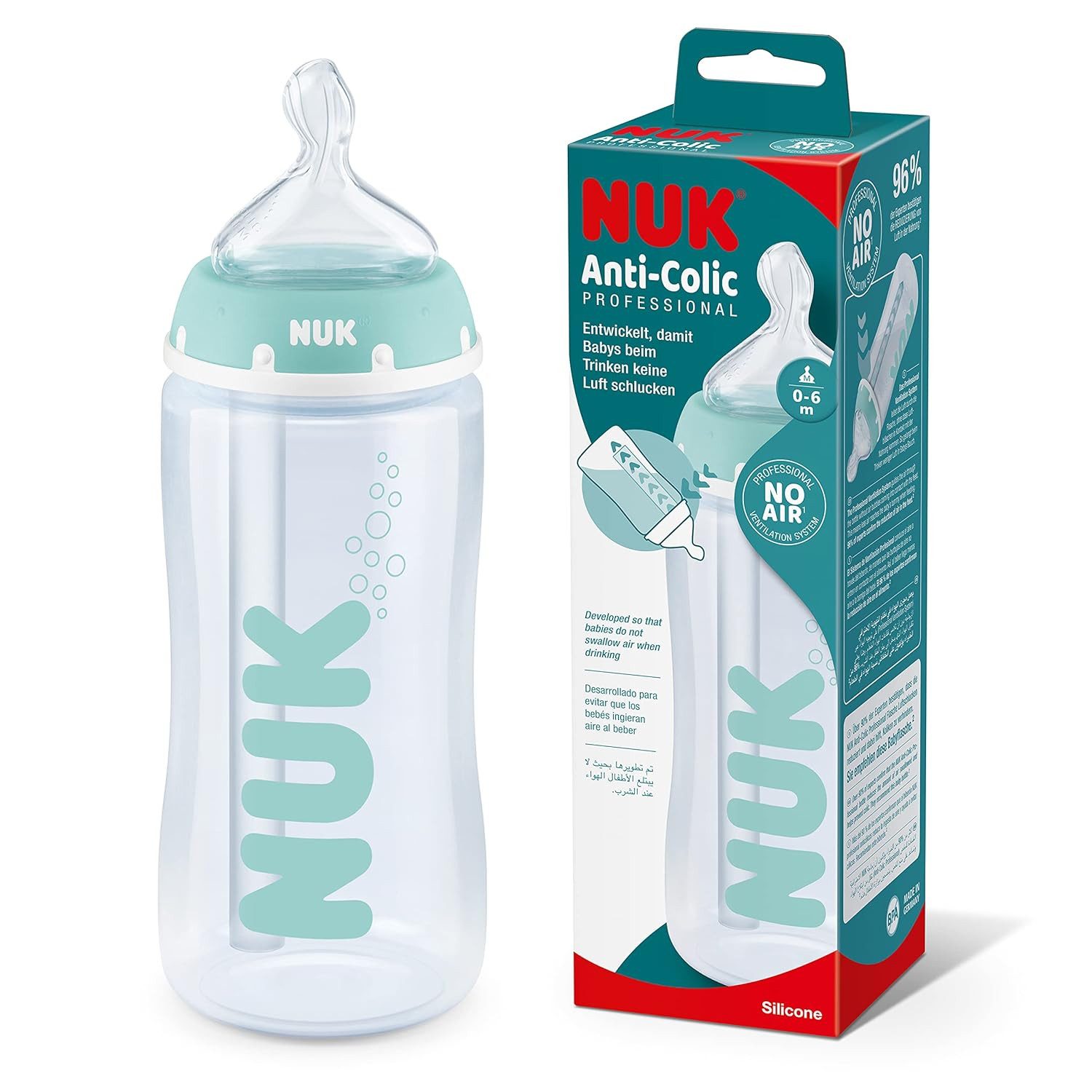 Babyflasche NUK First Choice+ Anti-Colic Flasche 300ml – BPA-frei, Anti-Kolik