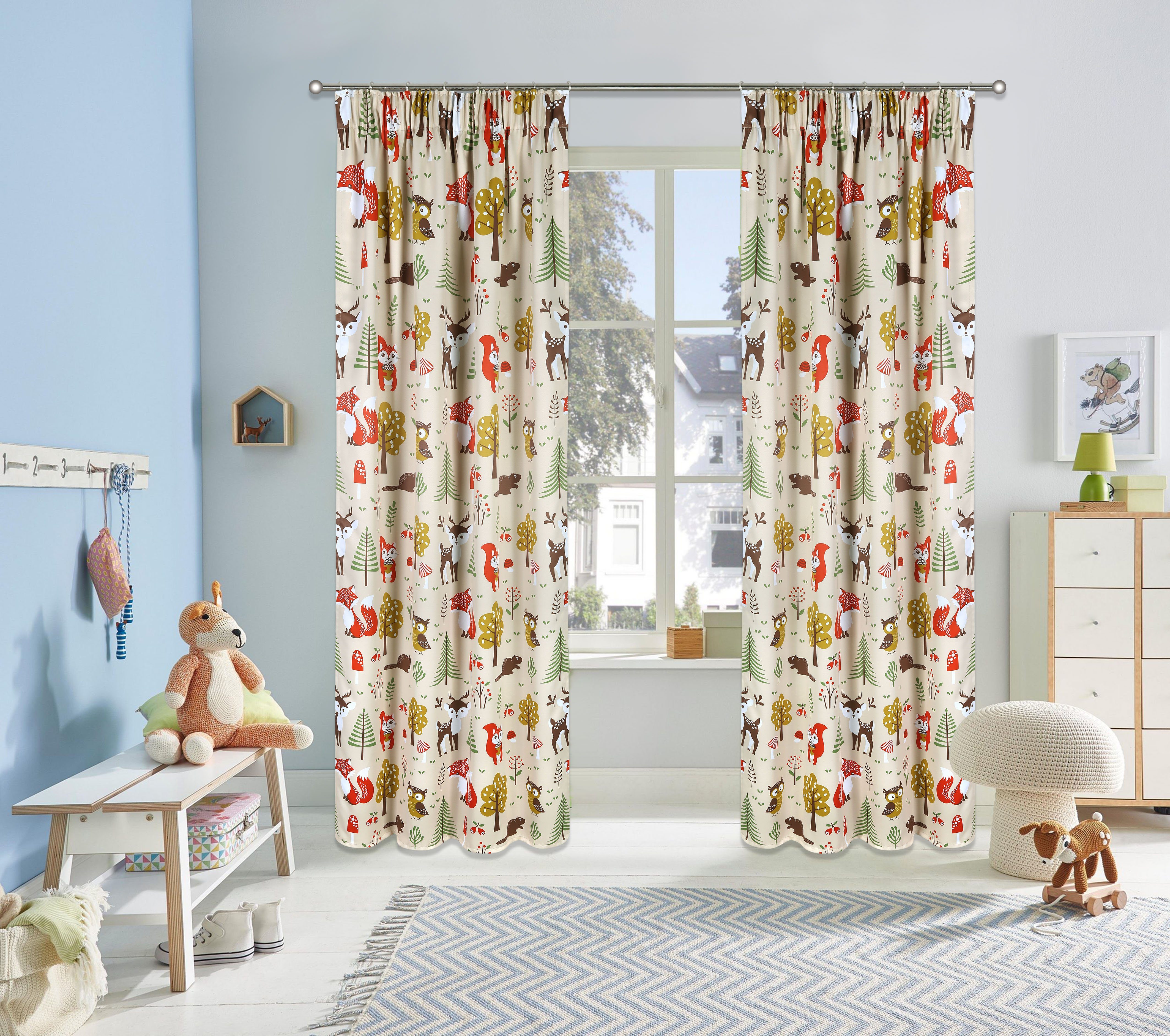 my home Verdunkelungsvorhang Waldtiere (1 St), Multifunktionsband, verdunke günstig online kaufen