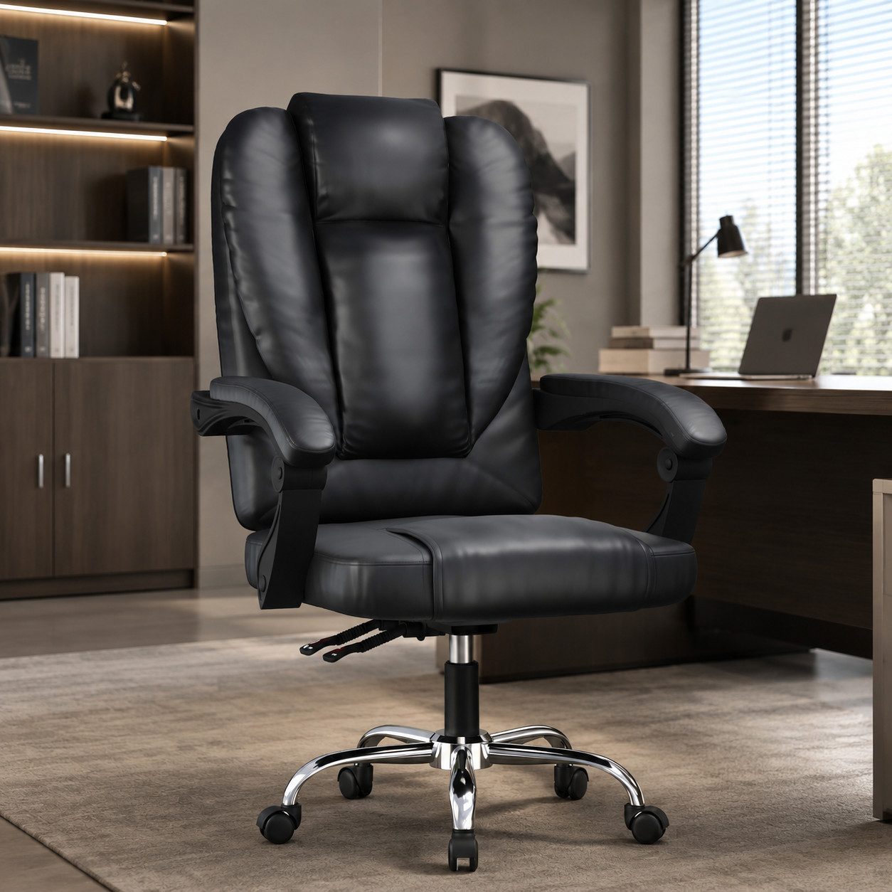 ZAISZE Chefsessel Chefsessel Bürostuhl, Bürostuhl Ergonomischer, Chefsessel Drehstuhl (Packung), Drehsessel mit verstellbare Lendenkissen, Kopfkissen und Armlehnen