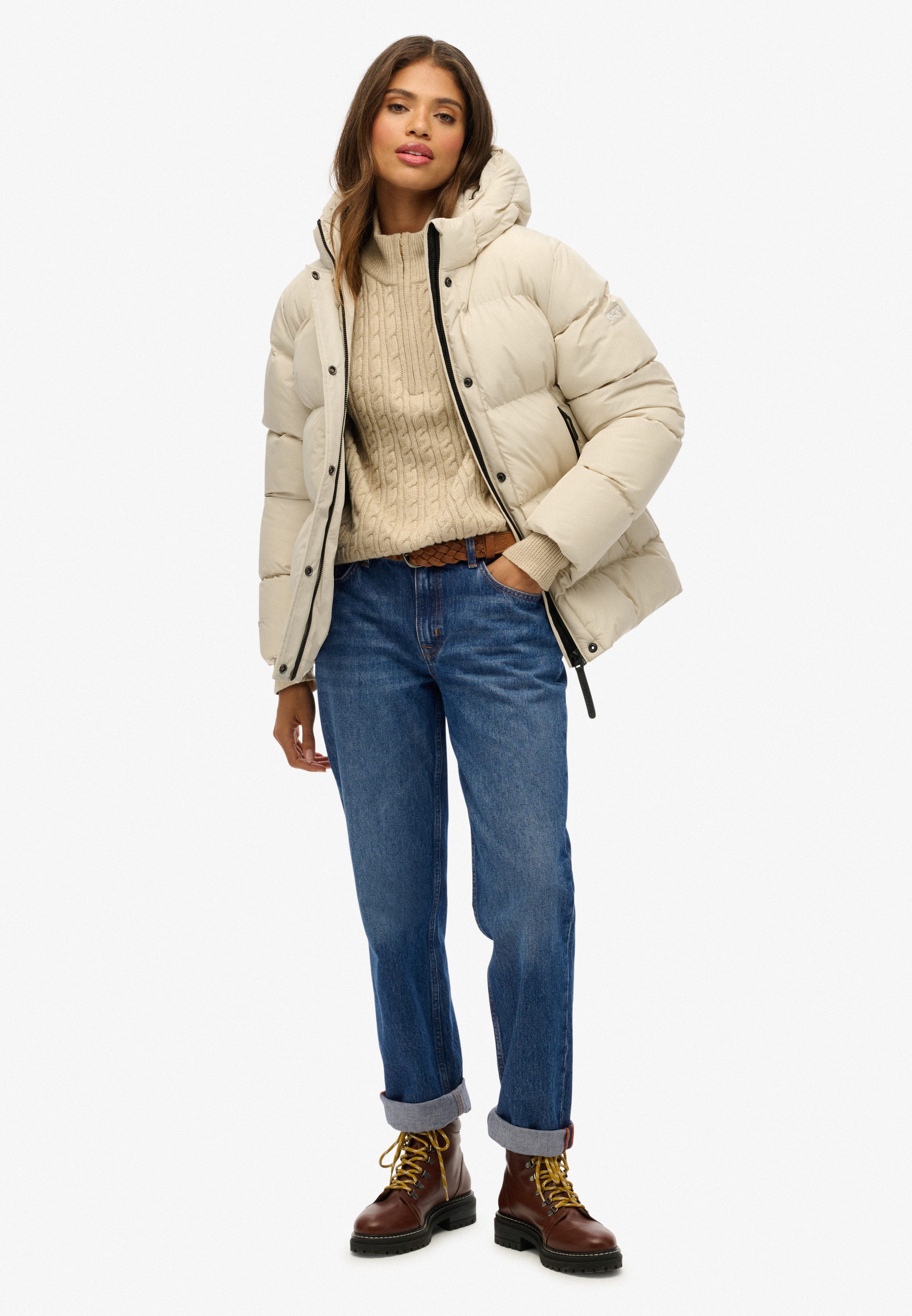 Superdry Steppjacke HOODED 5 BAFFLE SPORTS PUFFER mit Reißverschluss, aus Polyester und Kunstfaser, Relaxed Fit