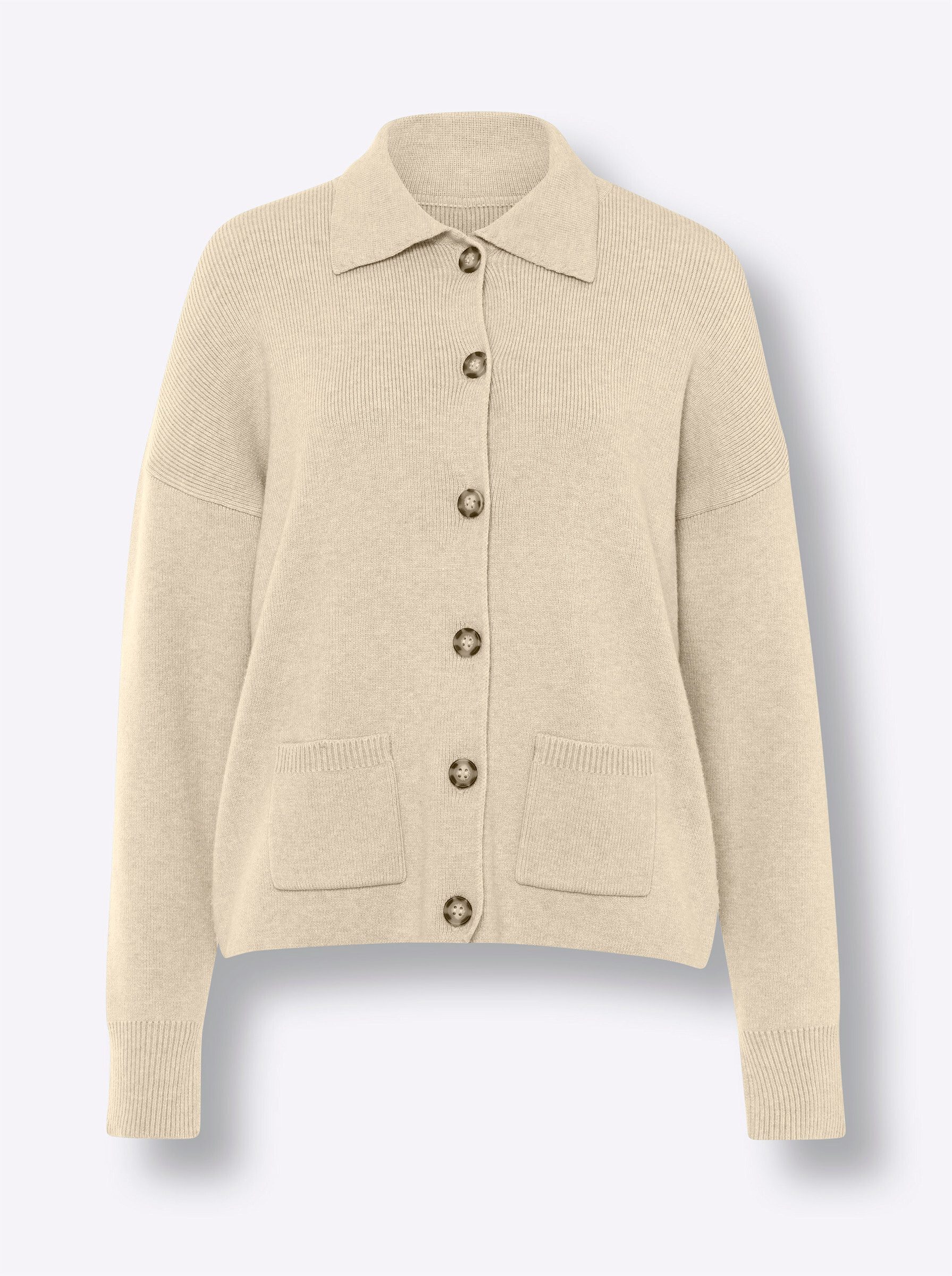 Strickjacke Cardigan Langarm Rippoptik