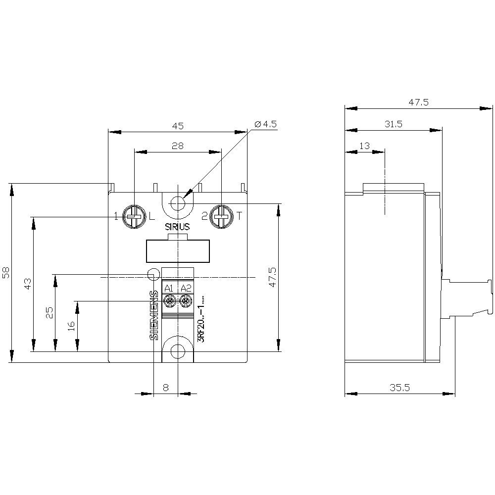 Zeitrelais Siemens Halbleiterrelais 3RF20501AA22 50 A Schaltspannung (max): 230