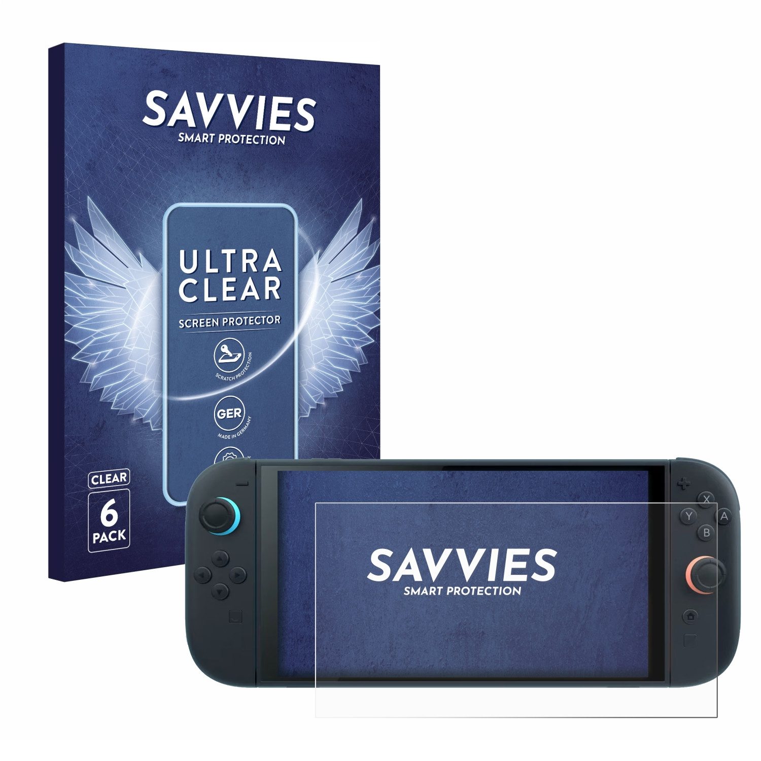 Savvies Displayschutzfolie Schutzfolie für Nintendo Switch 2, 6 Stück, Displayschutz Schutz Folie Klar Transparent