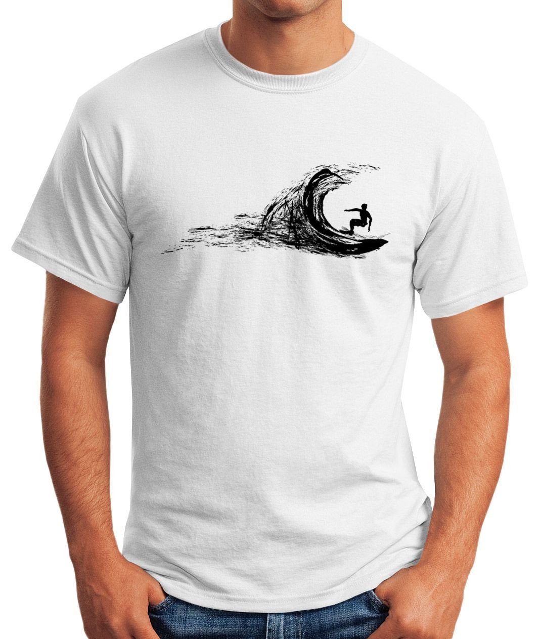 Neverless Print-Shirt Herren T-Shirt Surfer surfing surfen Surfboard Wave W günstig online kaufen