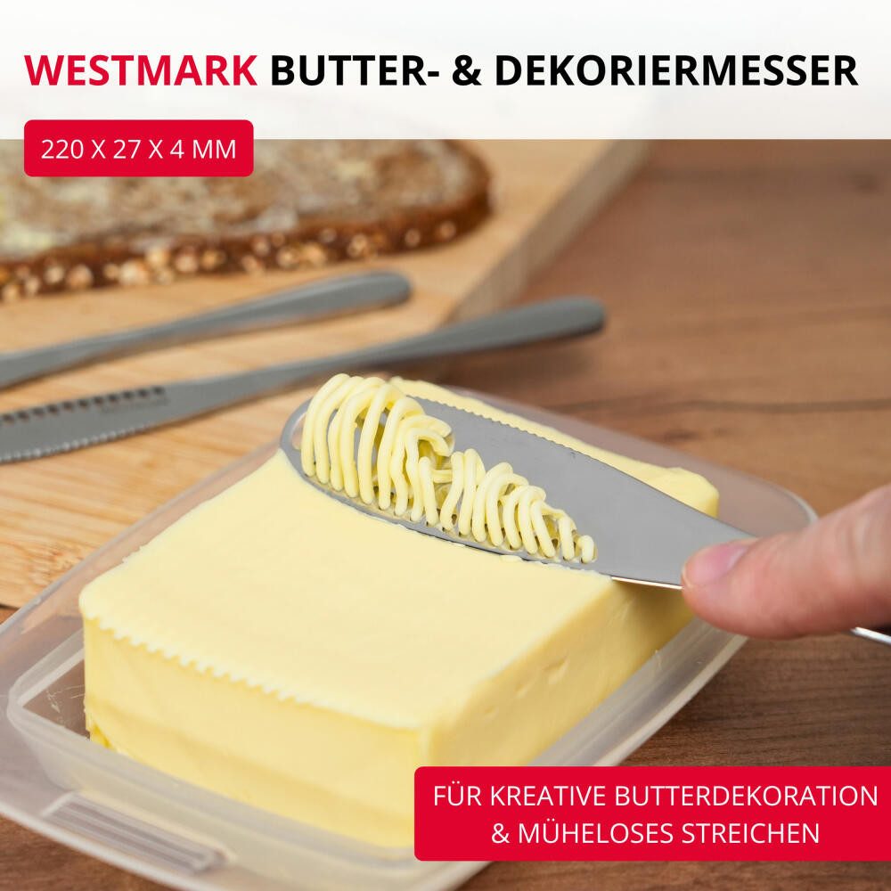 WESTMARK Buttermesser mit Wellenschliff, mit Schlitz-Struktur zum Erstellen von Butterlocken rostfrei, spülmaschinengeeignet, langlebig