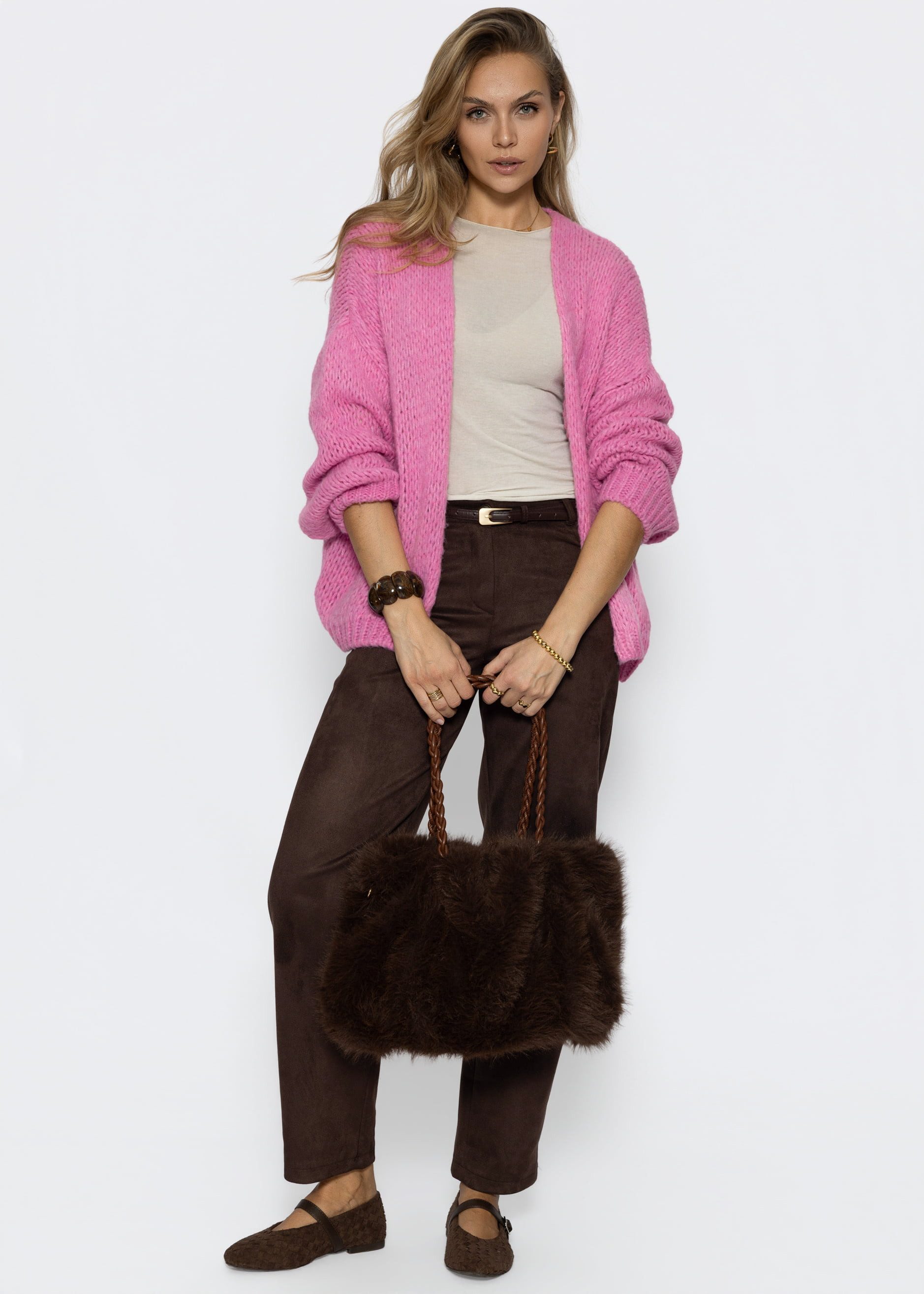 SASSYCLASSY Cardigan Oversize Cardigan aus Strick Damen Strickcardigan im oversized Fit mit Rippbündchen – Bild 5 von 5
