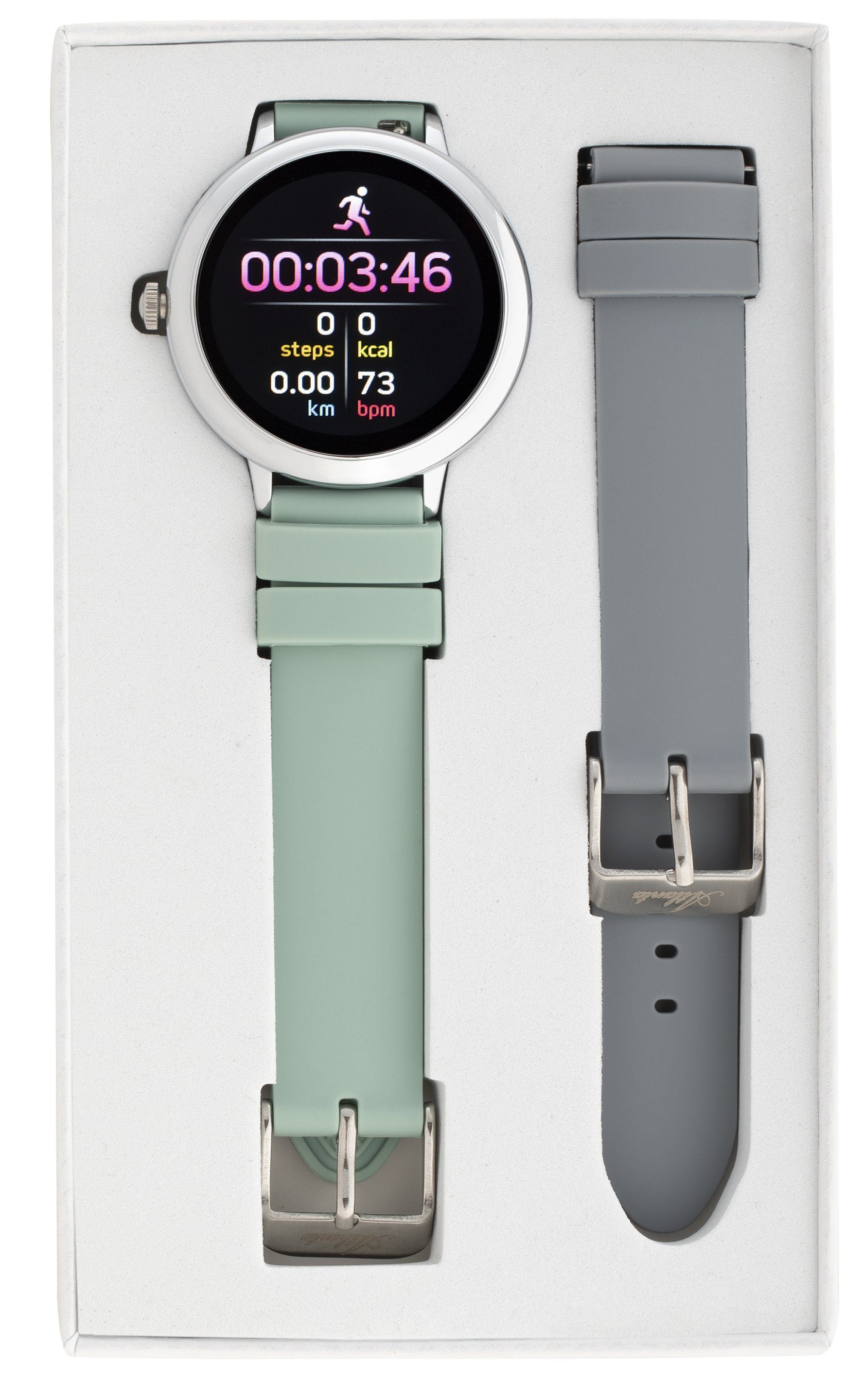Wechselarmband Tracker/ grau Multifunktionsuhr Atlanta mit grün/ Fitness Smartwatch