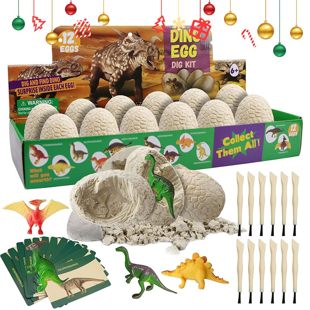 Avisto Experimentierkasten Dinosaurier-Dino-Ei-Ausgrabungssets für Kinder 12er-st, (mit 12 einzigartigen Dinosaurier-Spielzeugen, 12-tlg., Perfekt zum Erkunden von Erfahrungen), Outdoor-Spielzeug