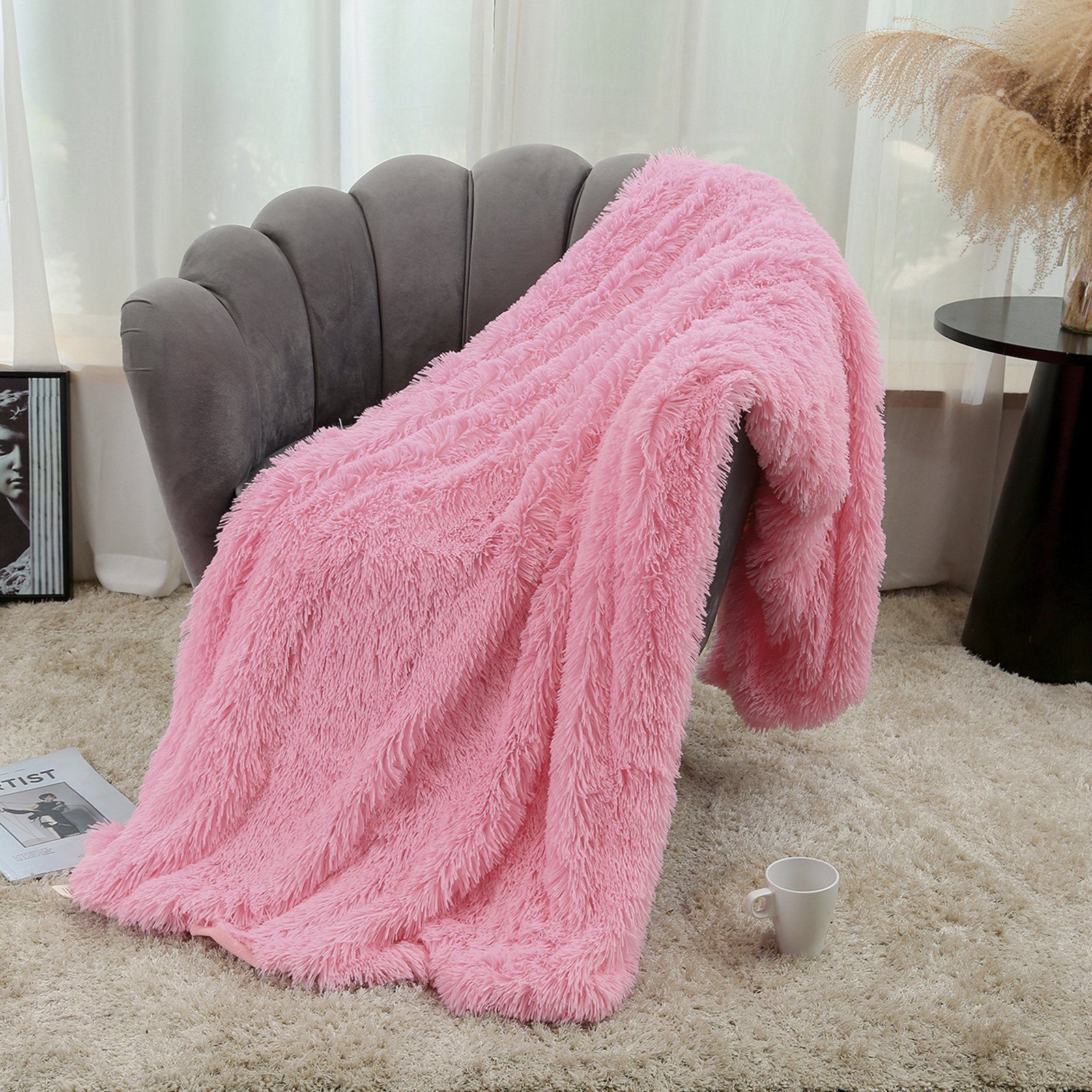 Rosnek Tagesdecke Warm, Flanell, lang zottelig günstig online kaufen