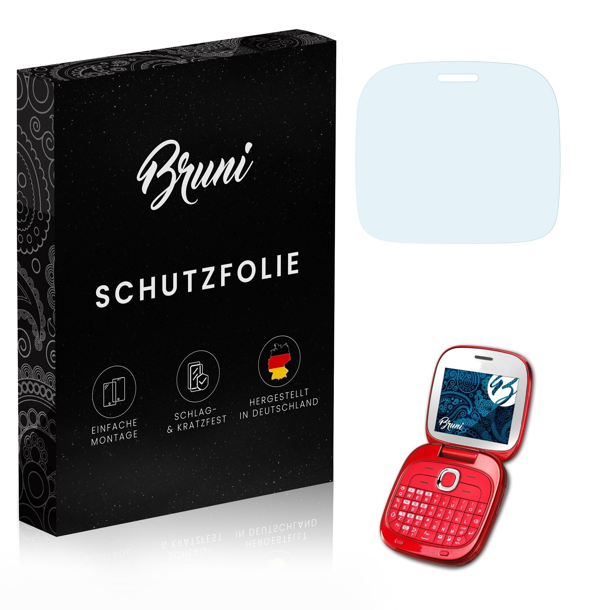 Bruni Schutzfolie für Alcatel One Touch Glam 810D, (2 Folien), praktisch unsichtbar
