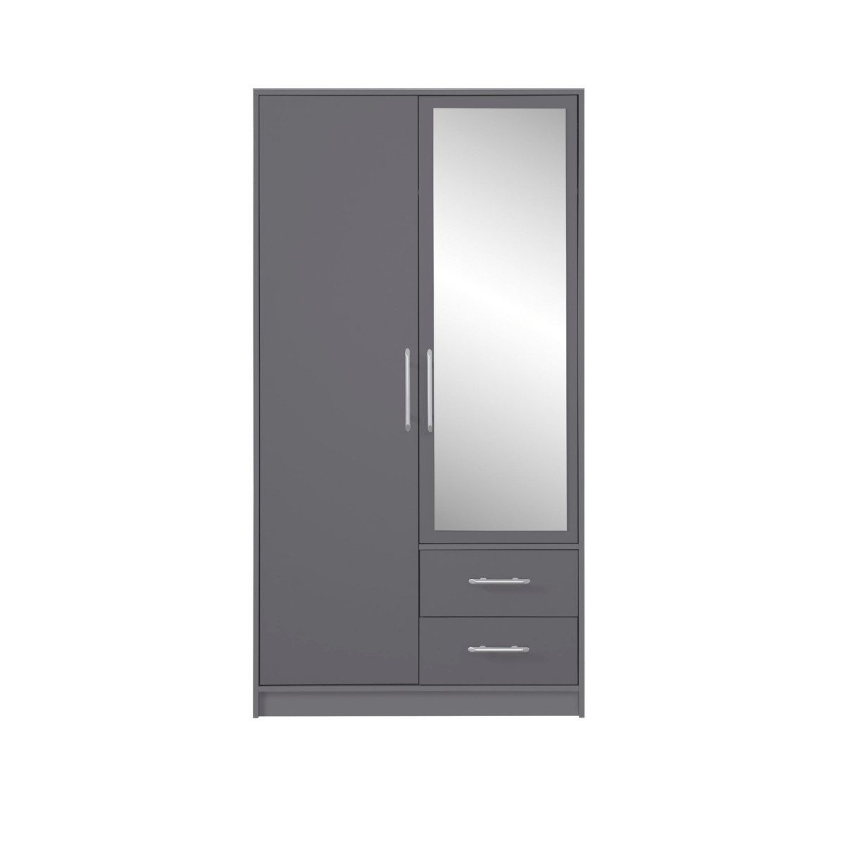 Marmex Möbel Spiegelschrank SMART 3+Spiegel zweitüriger Garderobenschrank 100 x 190 x 56 Kleiderstange, Schubladen, Spiegel, Kleiderschrank
