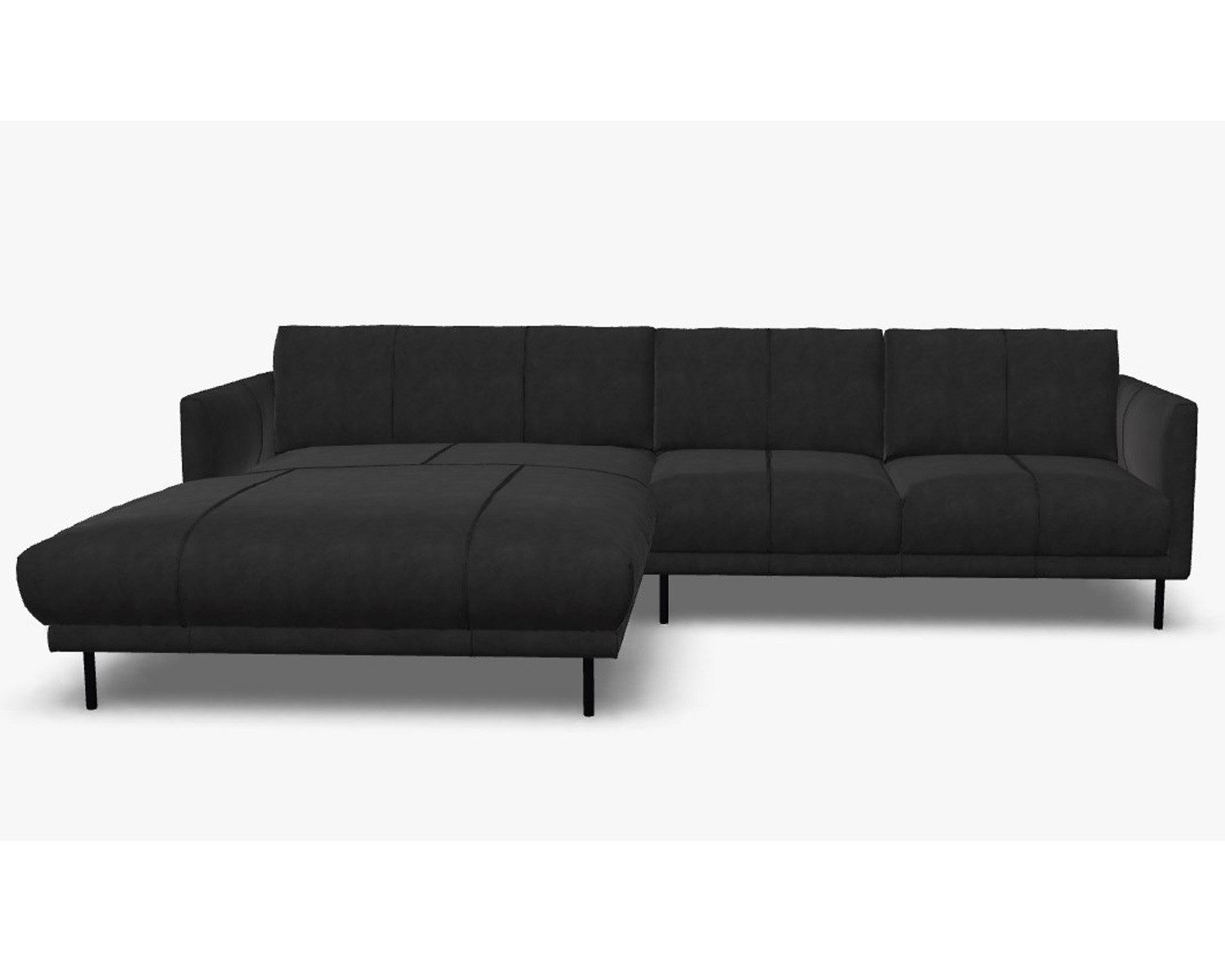 Rolf Benz Ecksofa Ecksofa Rolf Benz freistil 133 Ottomane links Leder schwarz, Echtes Leder