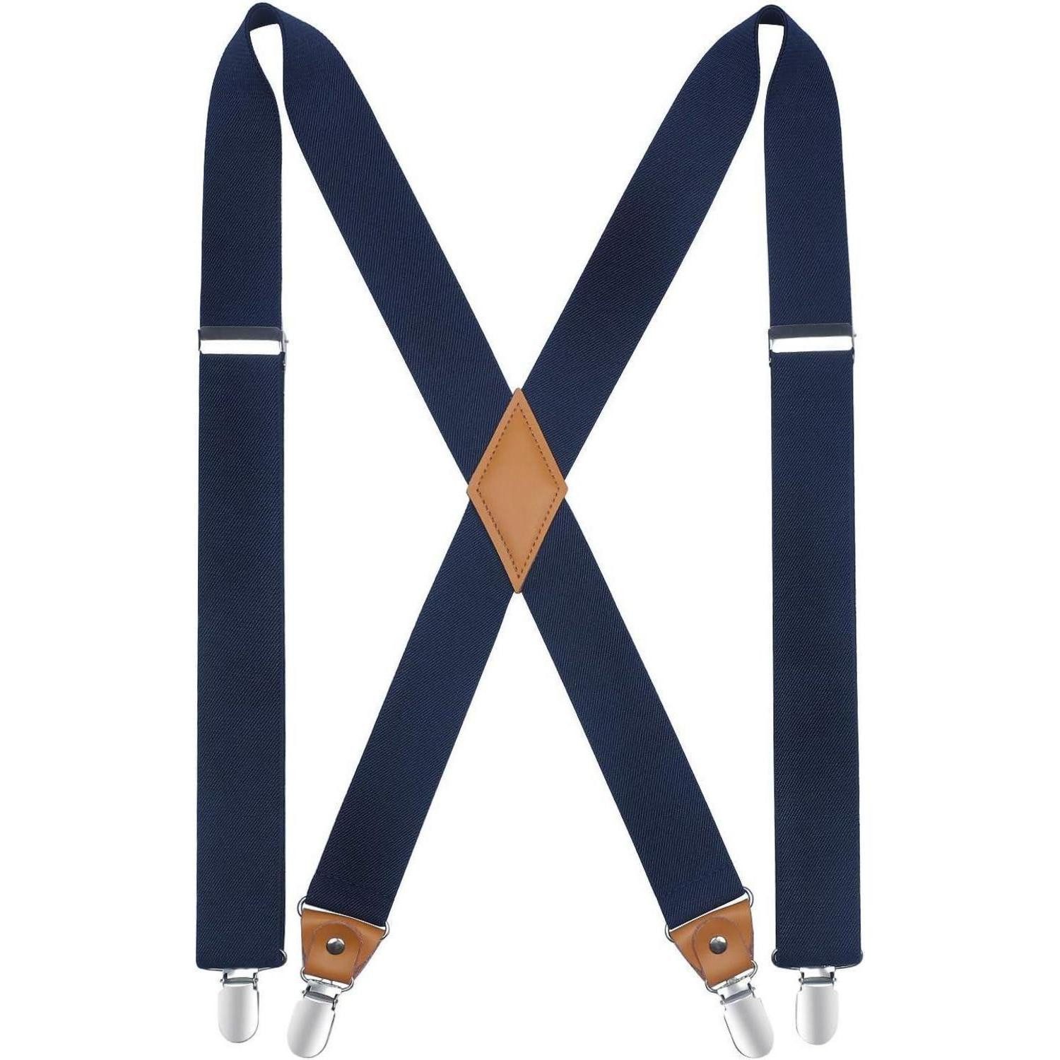 LuxusKollektion Hosenträger Hosenträger 3,5cm X Form 4 Clips Verstellbar Herren Damen A-navy Blau (1-St)