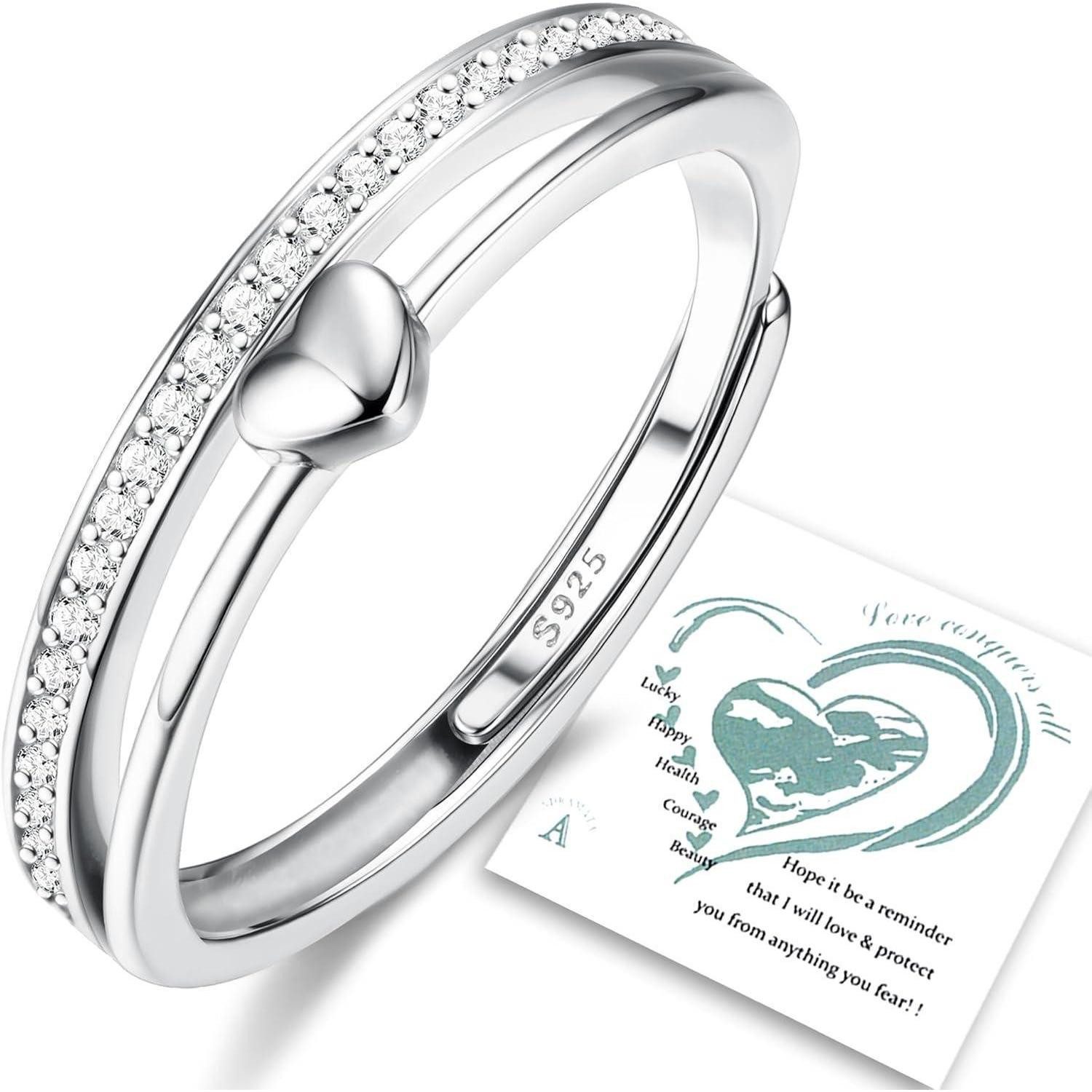 LuxusKollektion Schmuckset Ring Damen Verstellbar Herzring Verlobungsring 9 günstig online kaufen