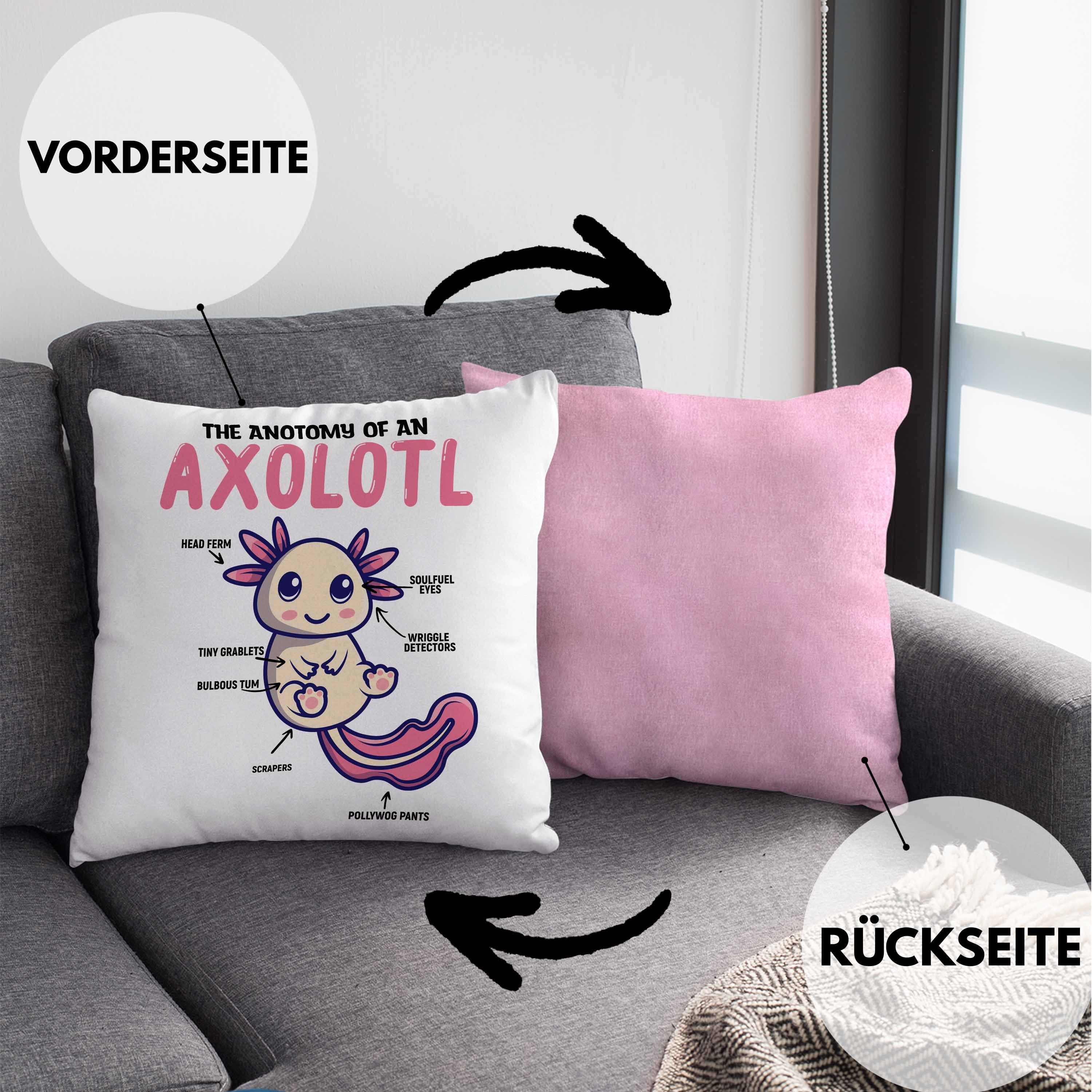 mit Geschenk 40x40 Rosa Trendation - Füllung für Axolotl Dekokissen Kissen Schwanzlurch-Liebhaber Dekokissen Trendation