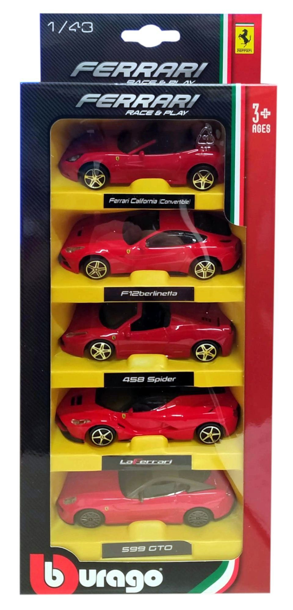 rot, Maßstab 1:43 Bburago Ferrari 5er Set LaFerrari Modellauto Spielzeugauto 