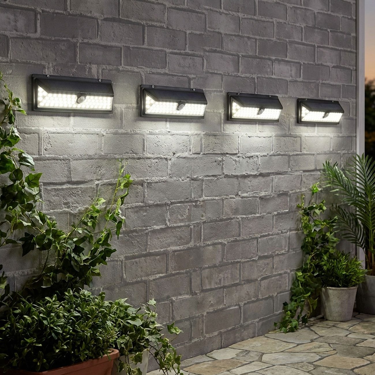 Casativo LED Außen-Wandleuchte Solar-Wandleuchte mit PIR-Sensor 66 LEDs 800 lm 13,2W IP44, LED fest integriert, 66 helle LEDs mit je 0,2 Watt (13,2 Watt gesamt) – Bild 2 von 5