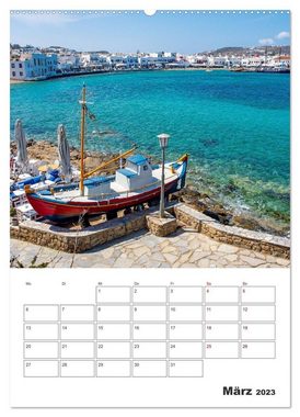 CALVENDO Wandkalender Stadt Mykonos - Reiseplaner (Premium, hochwertiger DIN A2 Wandkalender 2023, Kunstdruck in Hochglanz)