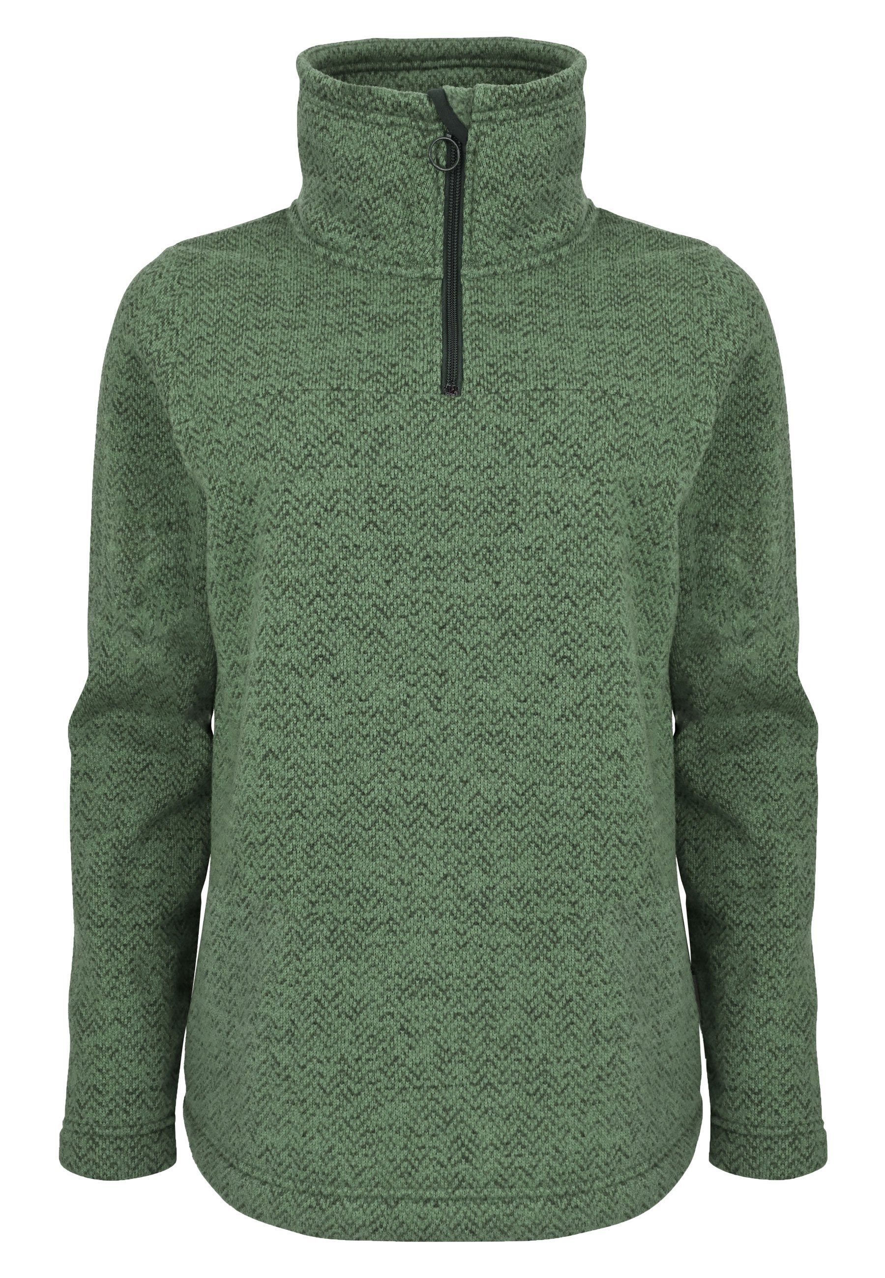 Elkline mit Fleecepullover olive Fastforward Reißverschluss Stehkragen Strickpullover halber soft