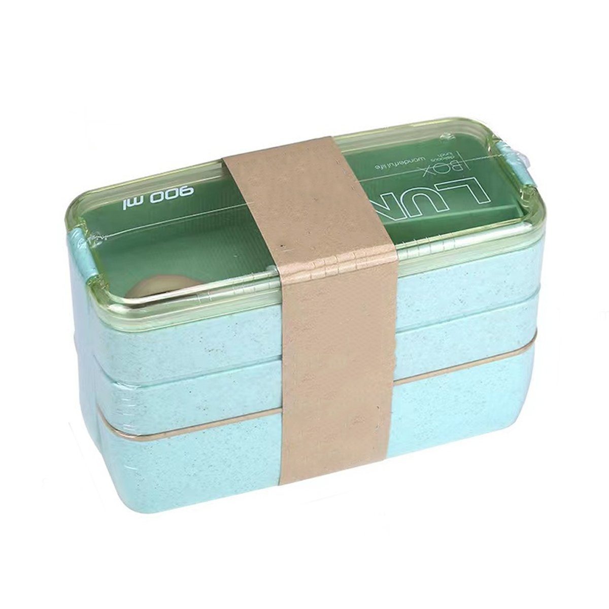 Jormftte Lunchbox Bento Box,lunchbox mit fächern,Lagige Vesperdose,für Erwachsene Kinder Grün