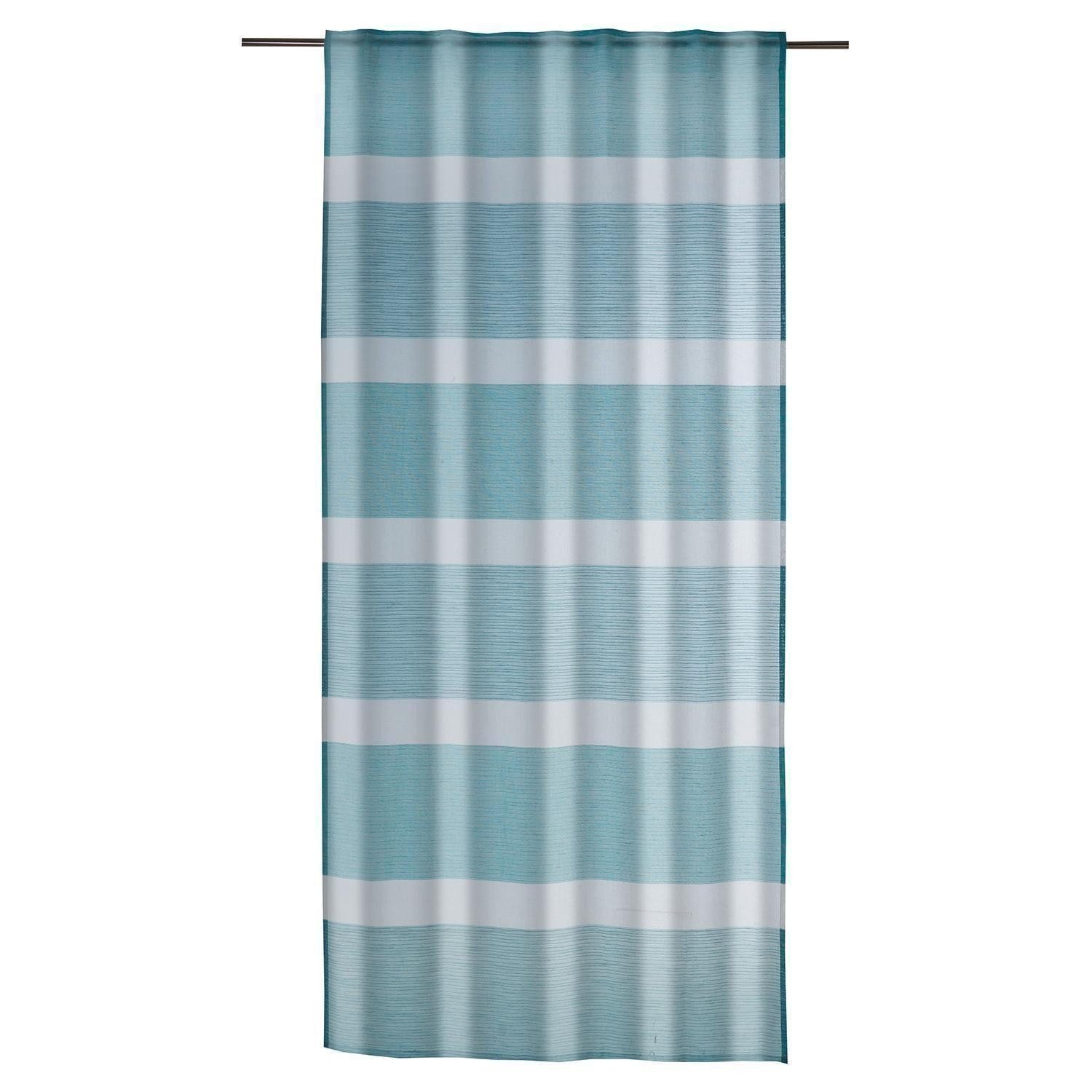 Gözze Gardine OAKLEY, 140 x 245 cm, Blau, Querbalken, (1 St), verdeckte Schlaufen, Polyester, mit Bügelband