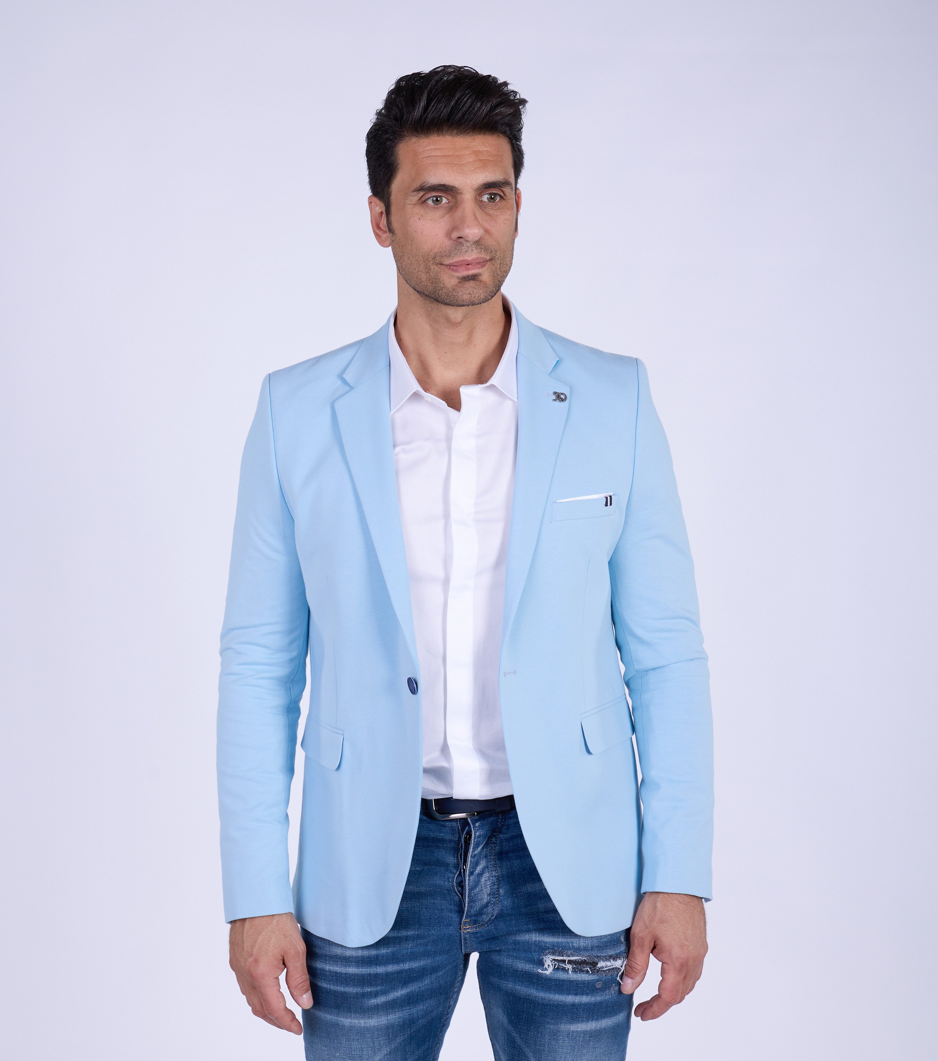 Denim Distriqt Jerseysakko Sportliches Herren SLIM FIT Jersey Sakko mit Str günstig online kaufen