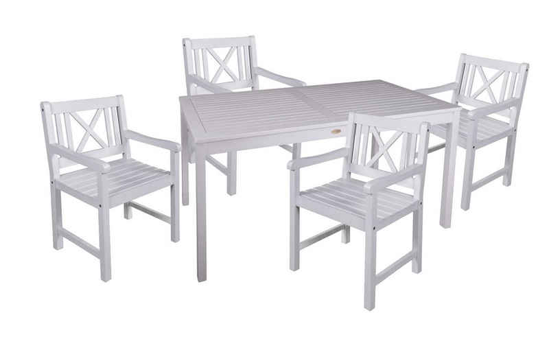 Gravidus Garten-Essgruppe Tischgruppe MALMÖ Esszimmerset Set Weiß