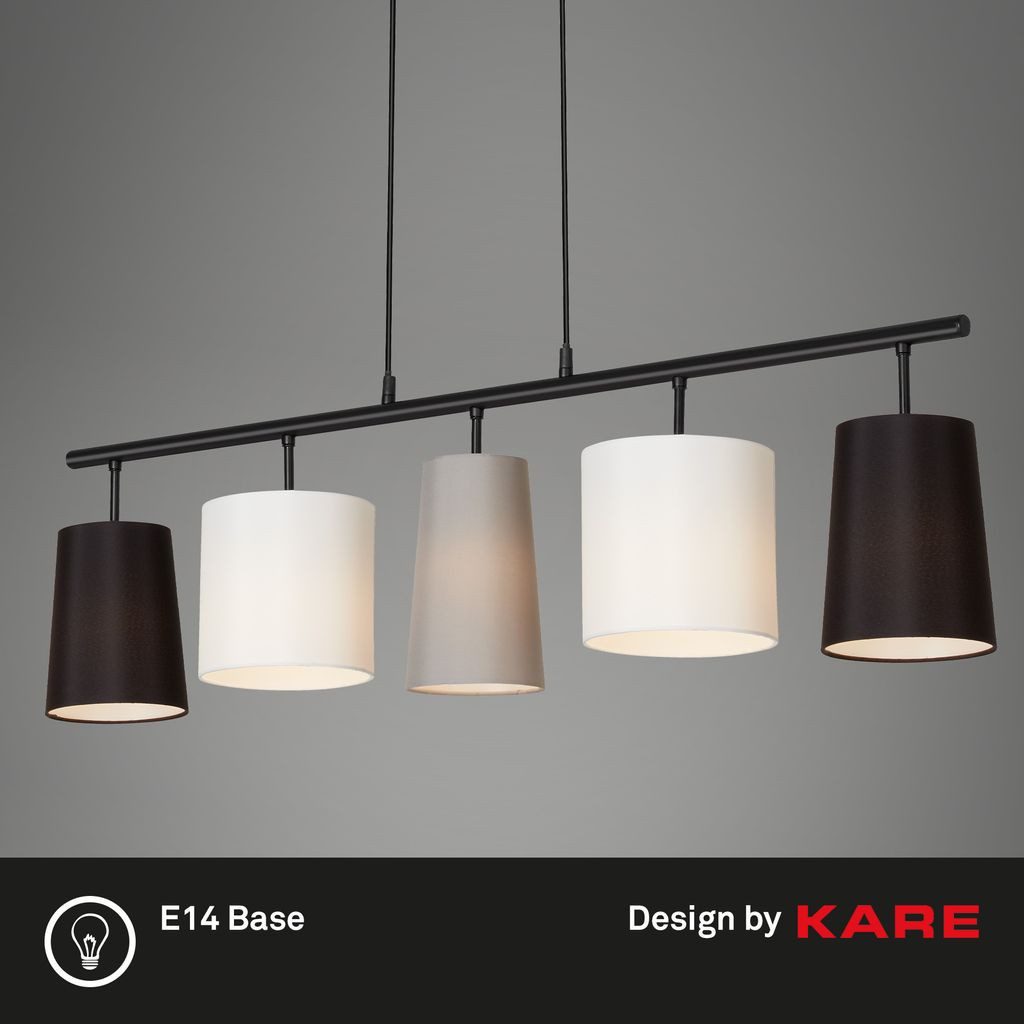 Briloner Leuchten LED Pendelleuchte LED Hängelampe 5-flammig Grau Schwarz Weiß 4009-055, ohne Leuchtmittel, 2700K - Extra-Warmweiß, Hängelampe, 96x120cm, Grau-Schwarz-Weiß, max.40W, E14, Esszimmer