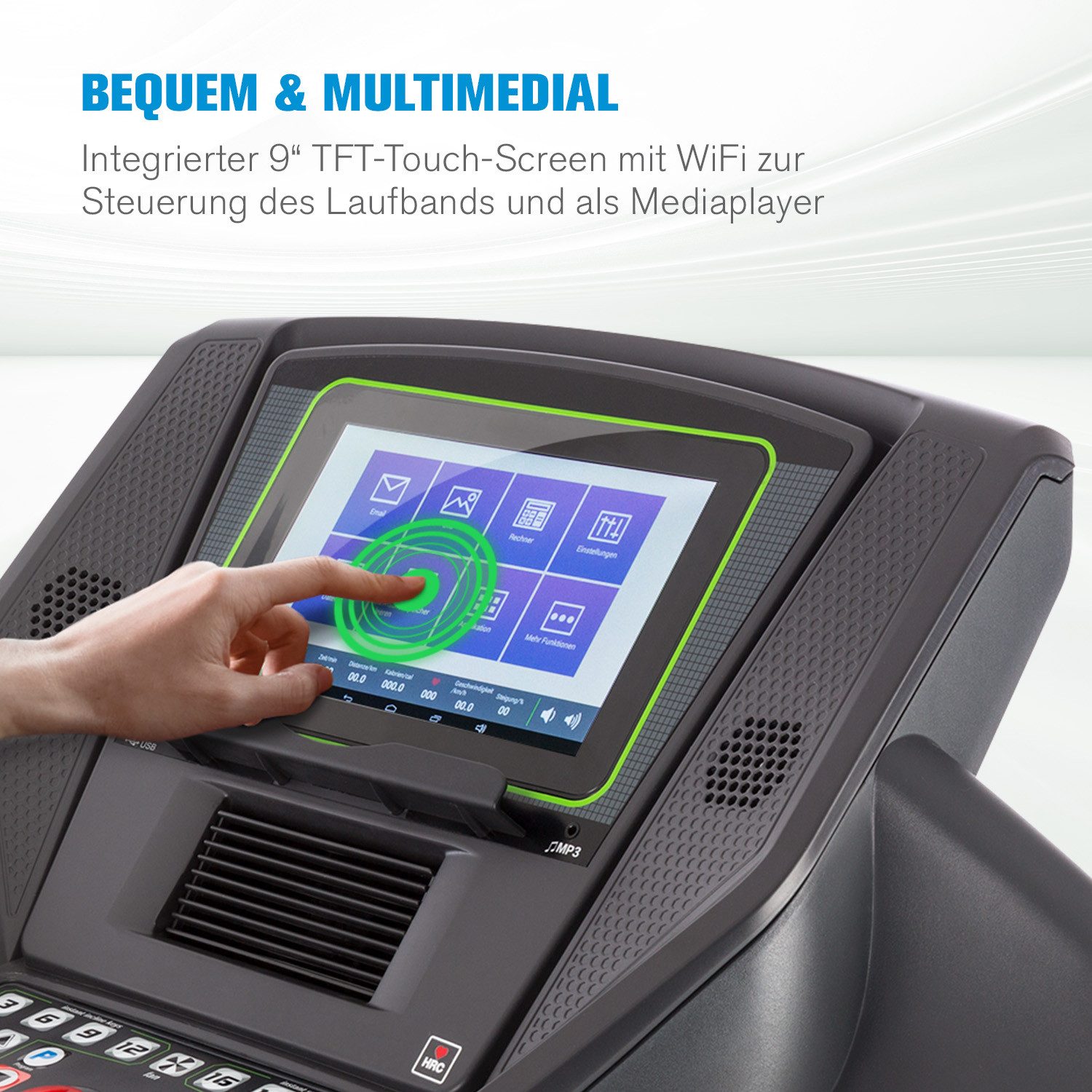 Capital Sports Laufband Infinity Track 6.0, Treadmill Laufbahn mit Pulssensor 36 Programme klappbar Bodenrollen
