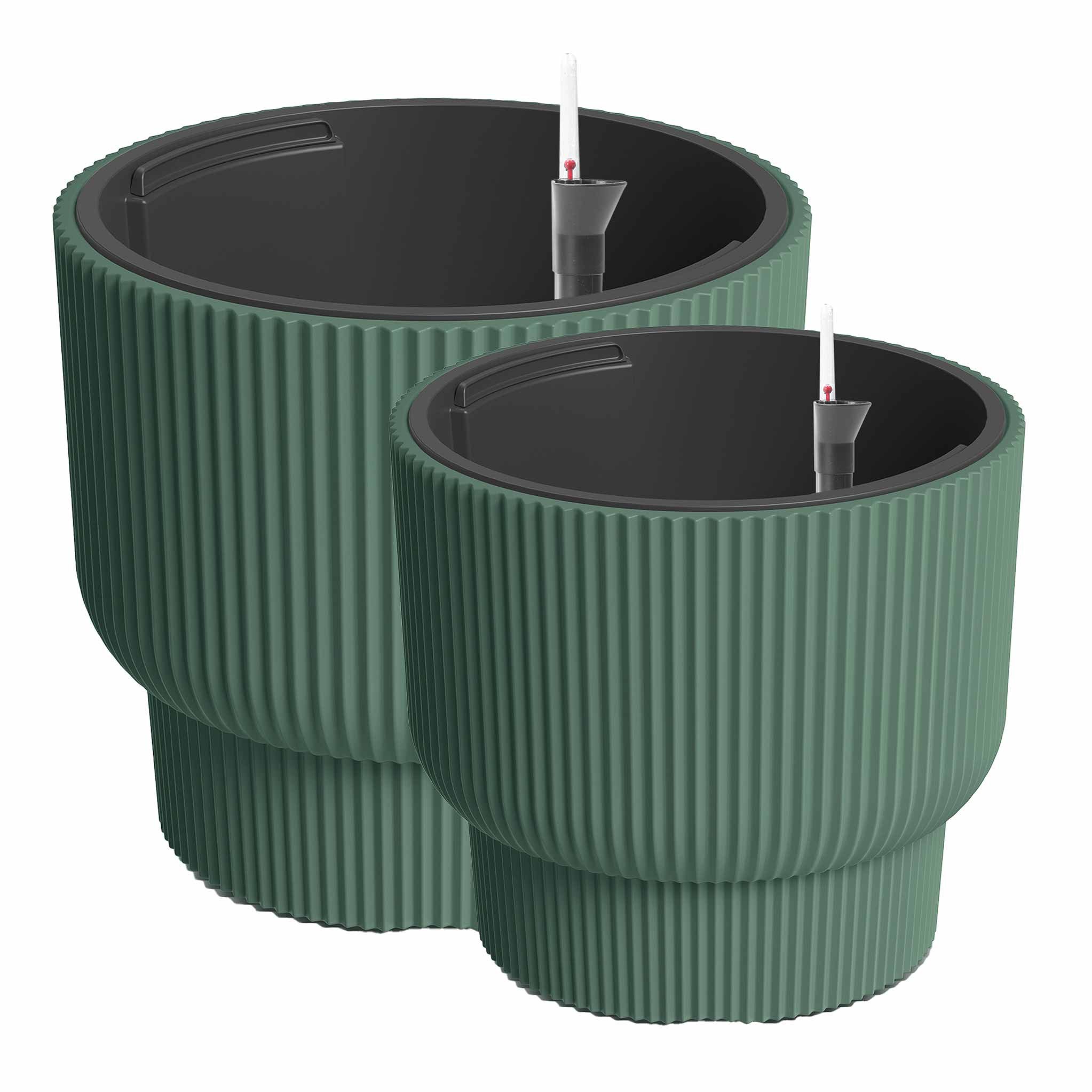 VidaAtHome.de Blumentopf Design-Pflanzgefäße-Set ULEY (2er Set) mit Bewässerungseinsatz