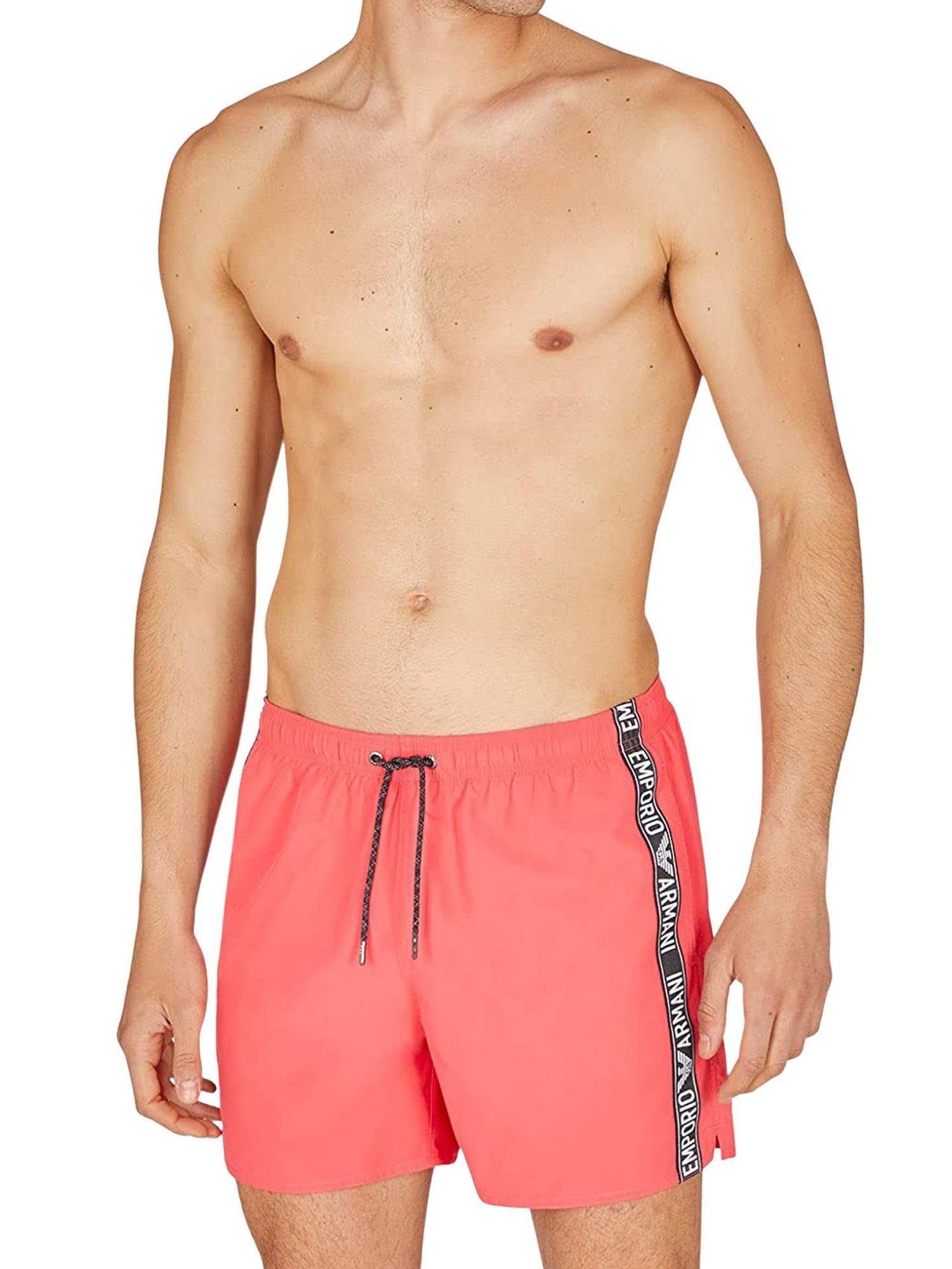 recyceltem Emporio (1-St) rot Badeshorts Shorts Gewebe aus Armani Badeshorts mit