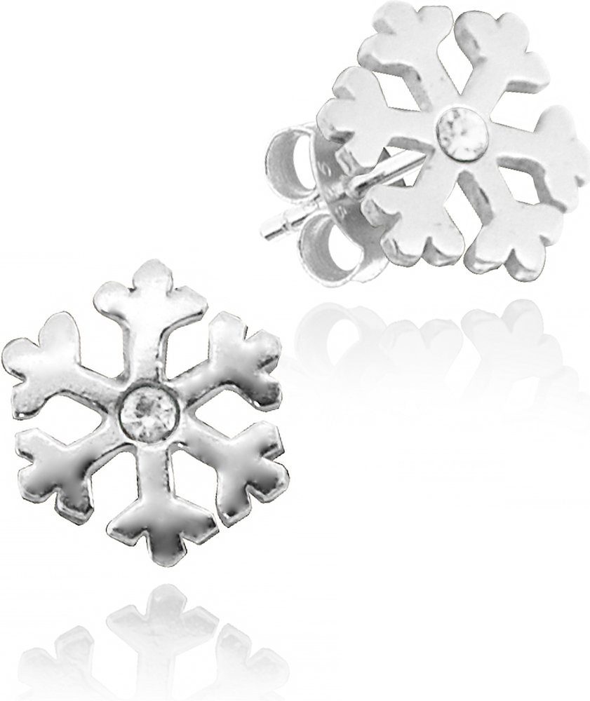 LUISIA® Paar Ohrstecker "Ohrringe Schneeflocke mit Kristall von Swarovski®" (2-tlg., inkl. Schmuckbox), 925 Silber, Swarovski-Elements