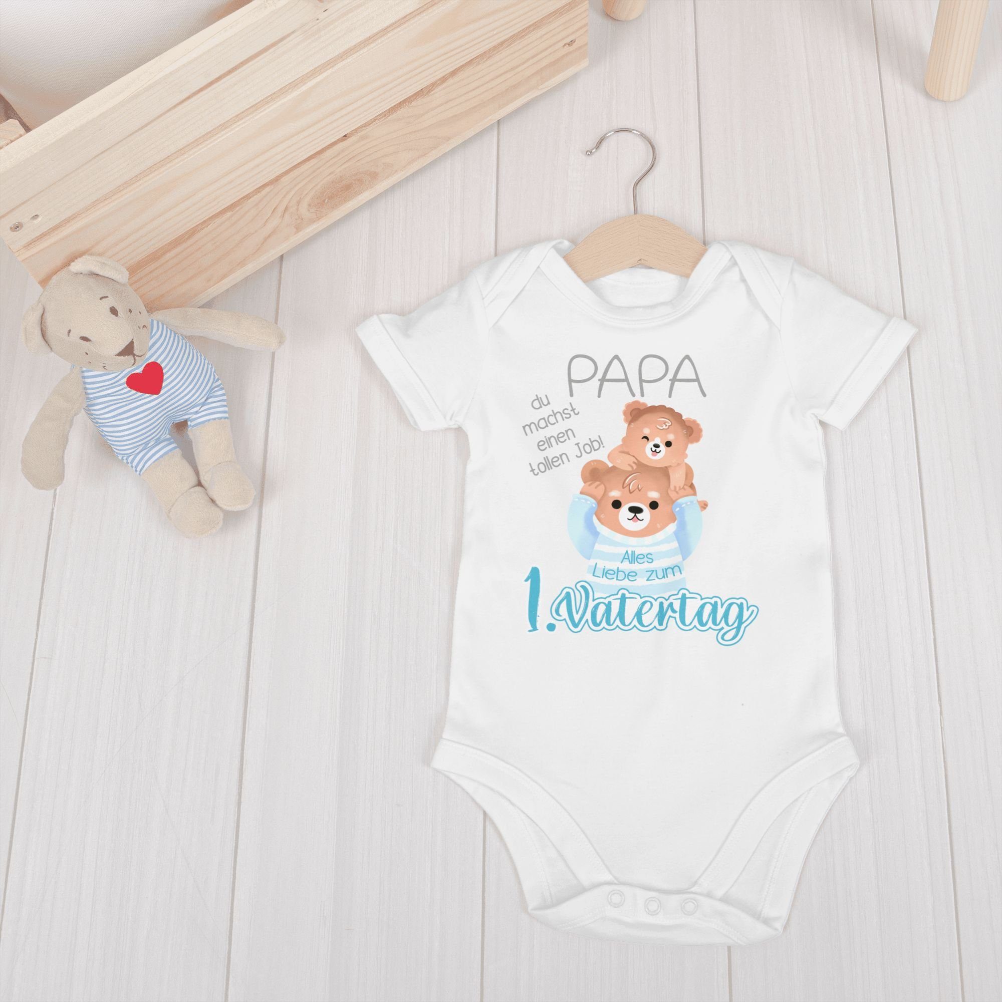 Shirtracer Shirtbody Alles Liebe zum 1. Vatertag - Papa Bär und Baby Bär - grau Geschenk Vatertag Baby