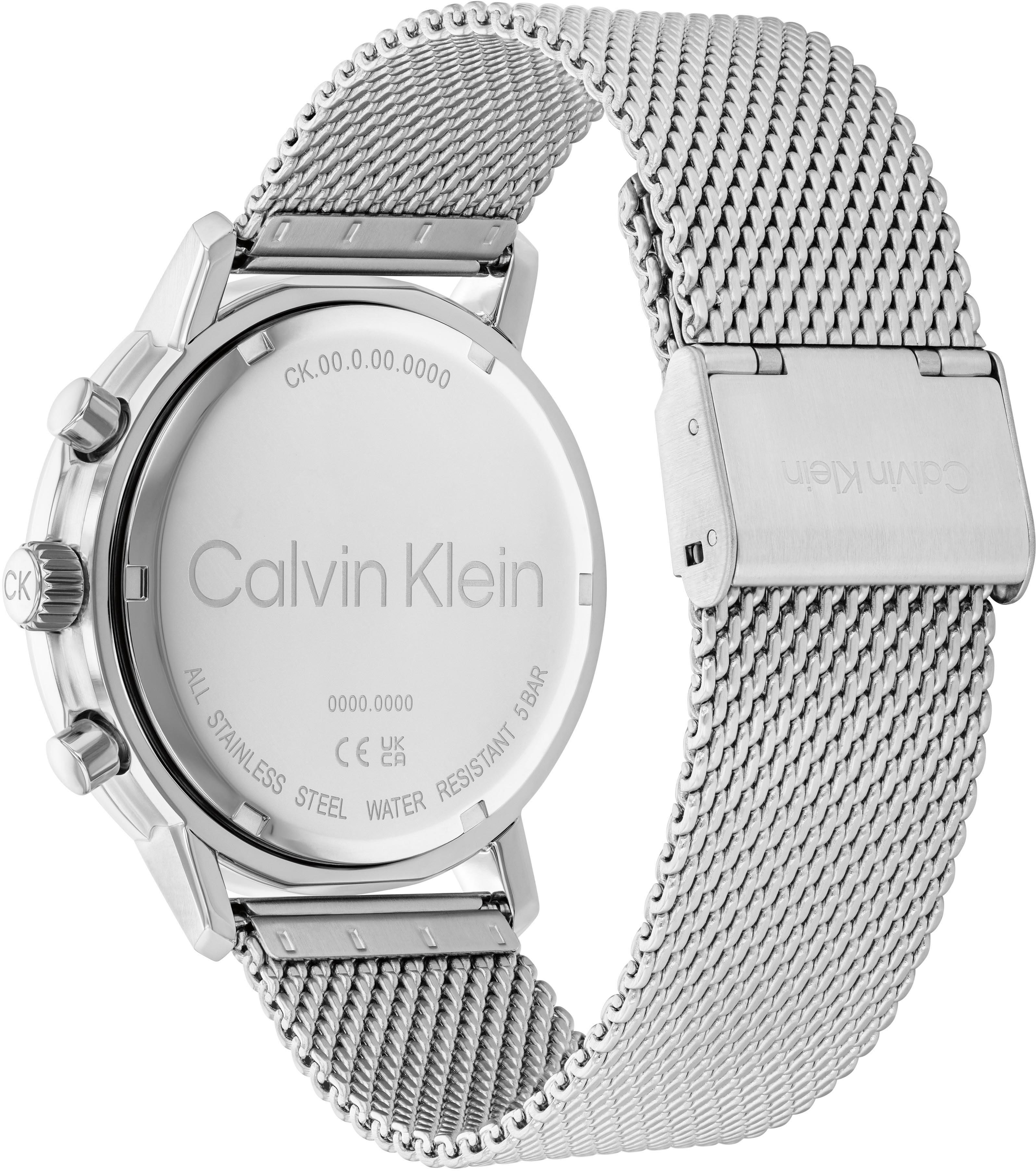 Calvin Klein Multifunktionsuhr GAUGE 25200438, Quarzuhr, Armbanduhr, Herrenuhr, Datum, Edelstahlarmband